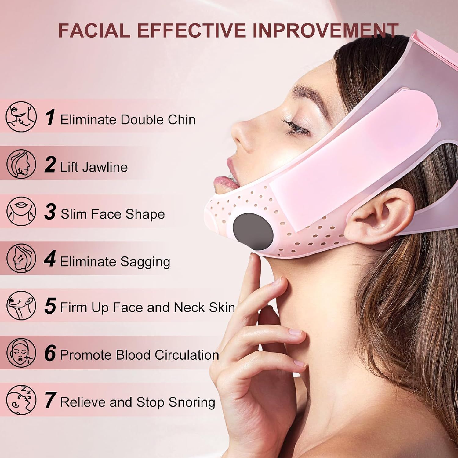 Chin Up Mask V Shaped Face Mask Chin strap, Soft Silicone Chin Strap V Line Lifting Mask for Women,Jaw Exerciser