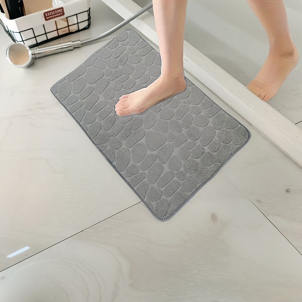 [Quick-Dry Memory Foam] 1pc Quick-Dry Memory Foam Bath Mat with Non-Slip Backing - Soft Shower Carpet Suitable for Bath Tub, Shower, Commercial Use - Machine Washable Bathroom Mat Grey