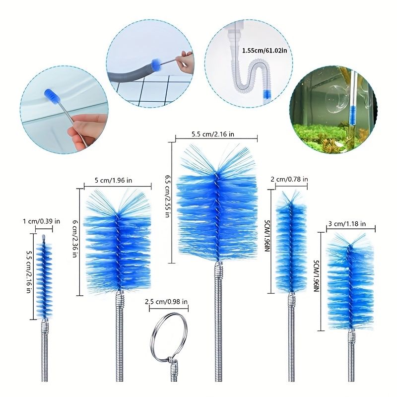 [Drainage Brush Set] Flexible long drainage brush 3pcs set with double-head and stainless steel pipe cleaning brush, suitable for kitchen, sink and pipe cleaning 3pcs