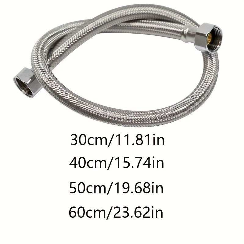 [Flexible Braided Hose] Flexible Zinc Alloy Braided Hose - 30cm/40cm/50cm/60cm with Brass Fittings, Safe for Outdoor Gardening, Car Washing & Pet Areas 40cm/15.74in