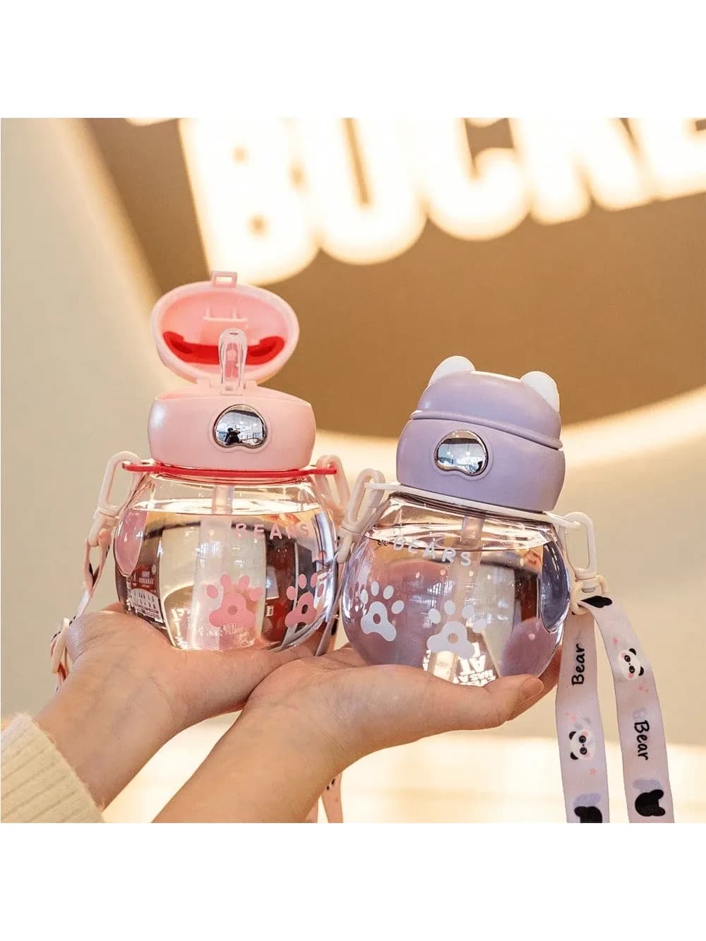 Mini Cute Cup Water Bottle With Straw 450ml 700ml Available In Multiple Colours