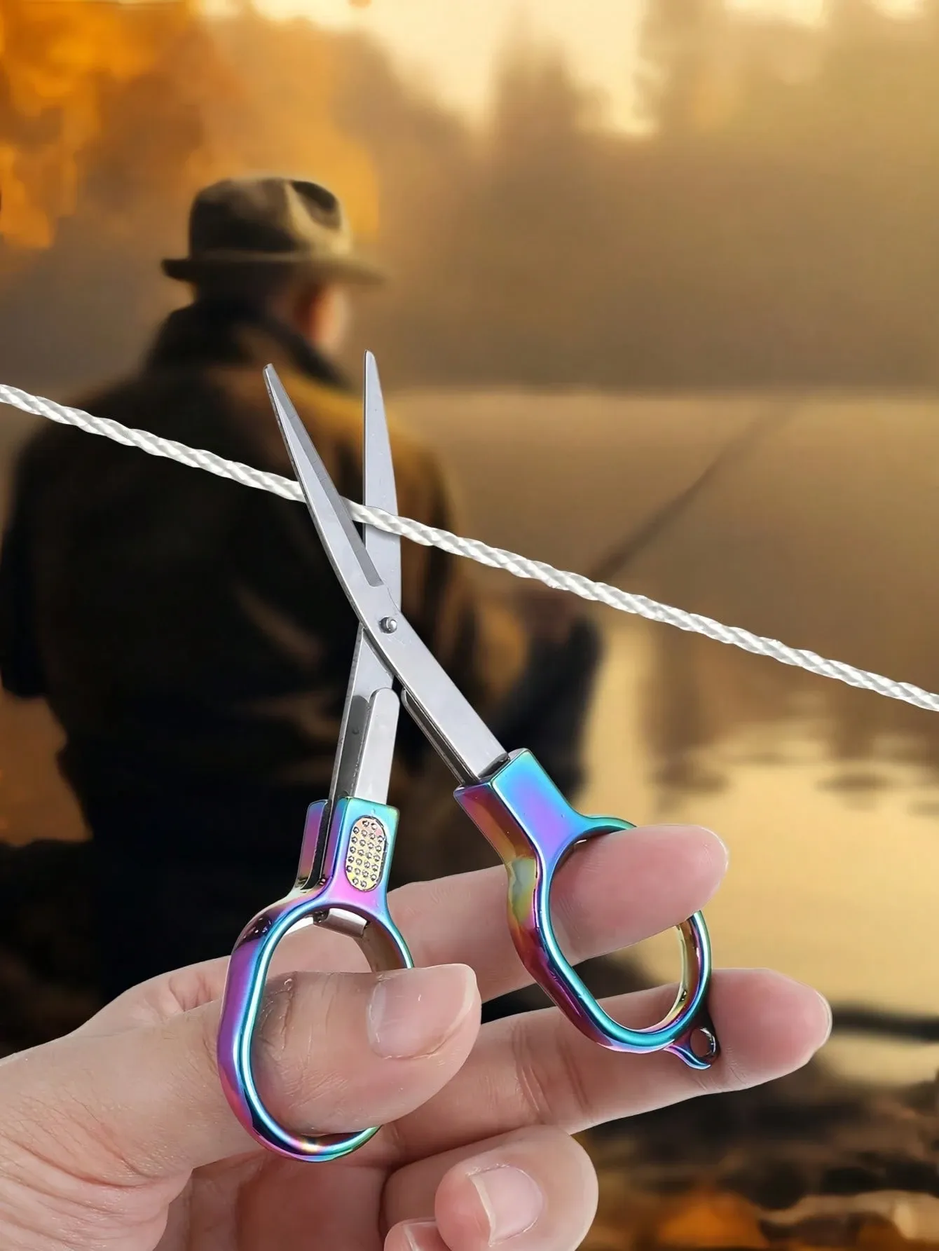 Double Circle Retro Gold Folding Scissors Portable Mini Gold Scissors Compact Design For Fishing Travel Home Use Lightweight Sharp Golden Blade Precise Cutting