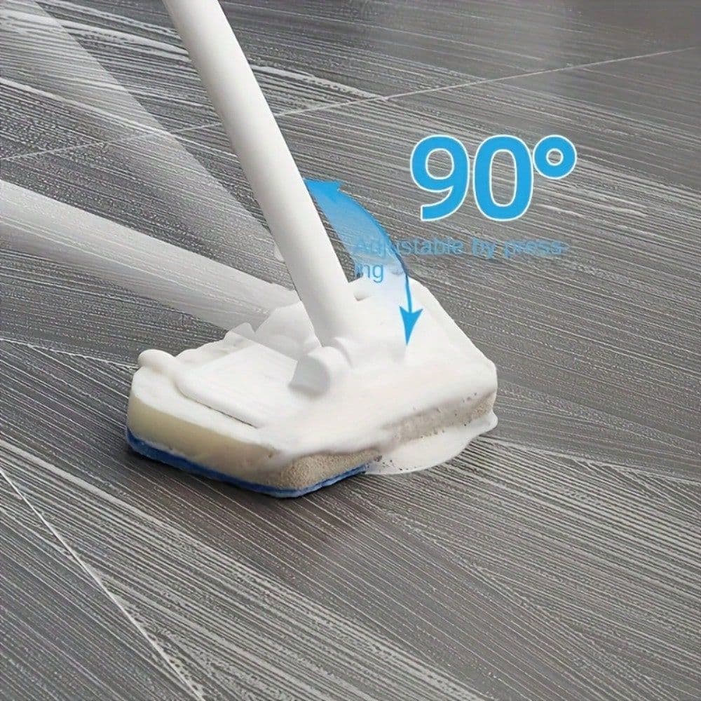 Multifunctional Bathroom Wall Brush Long Handle with 3 Replacement Heads Removable Household Floor Bath Tile Sponge Cleaning Brush