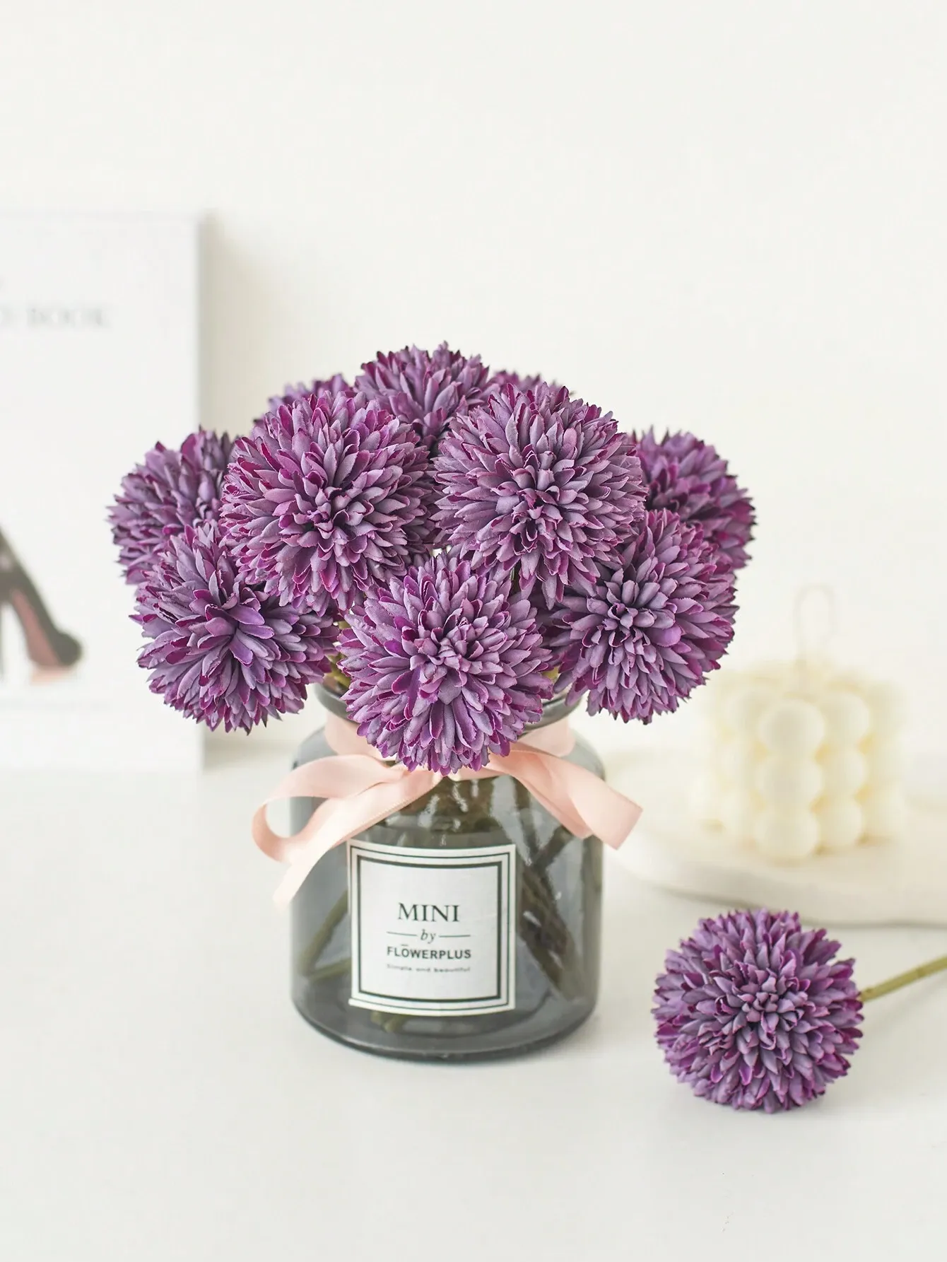 16pcs Artificial Chrysanthemum Ball Flowers Dandelion Hydrangea Arrangement Bouquet For Friends Bridal Wedding Home Office Decor Ideal Valentine s Day Gift