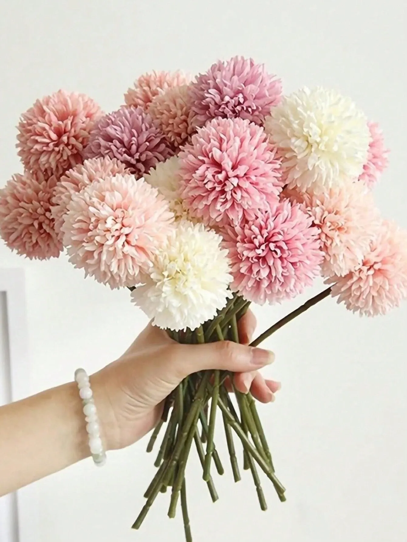 16pcs Artificial Chrysanthemum Ball Flowers Dandelion Hydrangea Arrangement Bouquet For Friends Bridal Wedding Home Office Decor Ideal Valentine s Day Gift