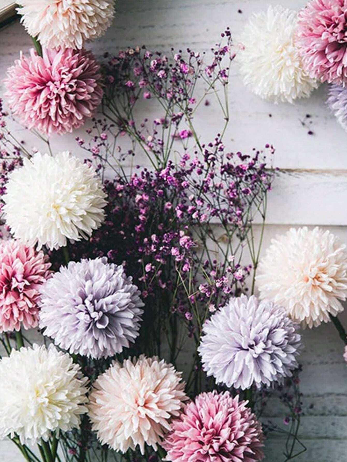 16pcs Artificial Chrysanthemum Ball Flowers Dandelion Hydrangea Arrangement Bouquet For Friends Bridal Wedding Home Office Decor Ideal Valentine s Day Gift