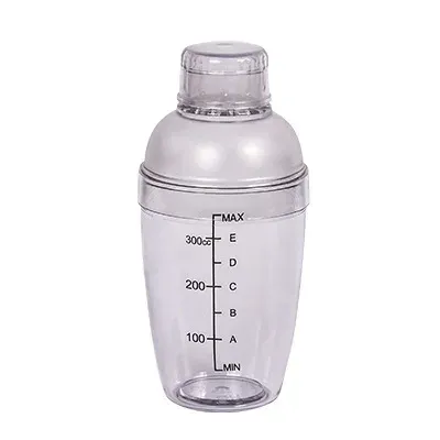 1PC Plastic Cocktail Shaker 300ml for Home Bar, Drink Mixing Utensil with Transparent and Black Scale