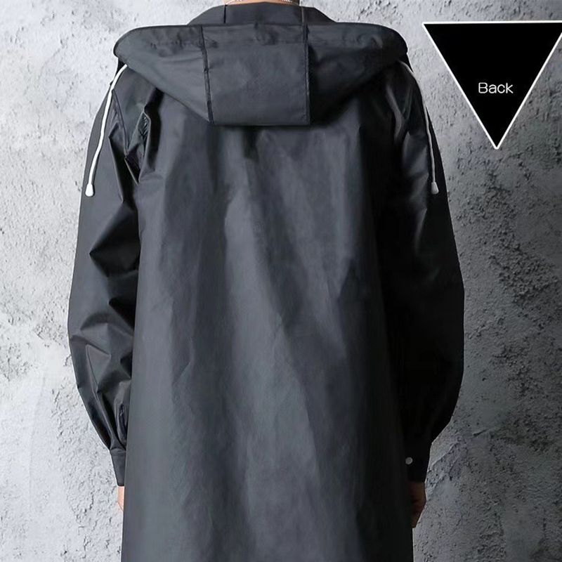 EVA Rain Jacket for Adults, Waterproof and Shockproof with Black Hood for Cycling and Outdoor Hiking L