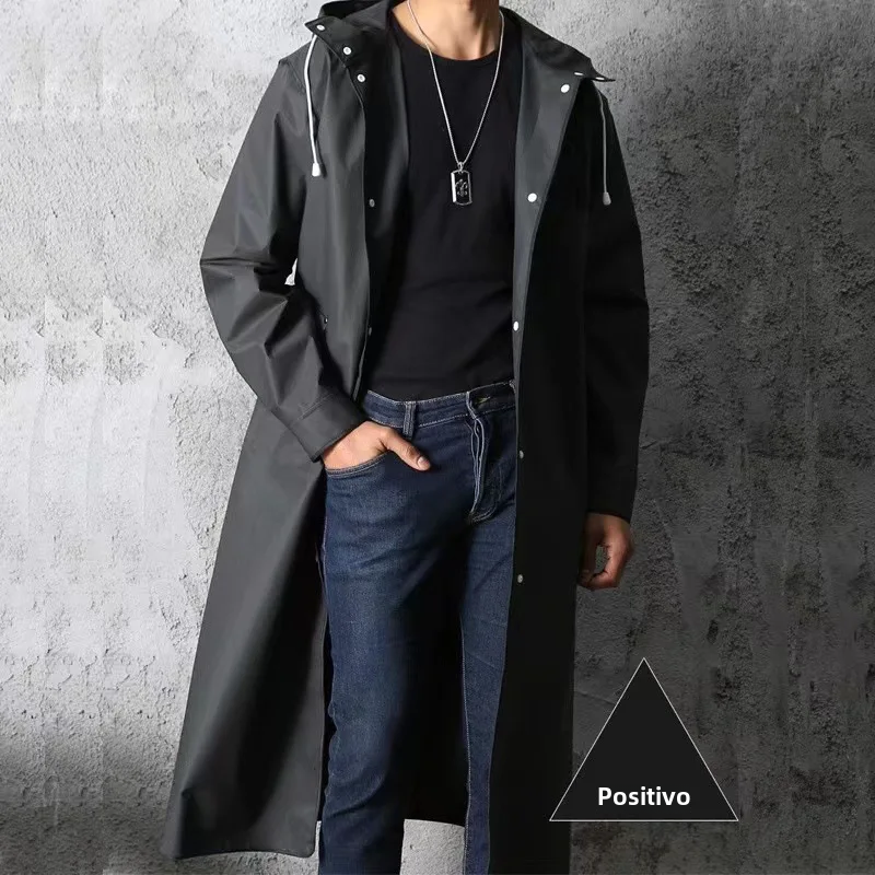 EVA Rain Jacket for Adults, Waterproof and Shockproof with Black Hood for Cycling and Outdoor Hiking XL
