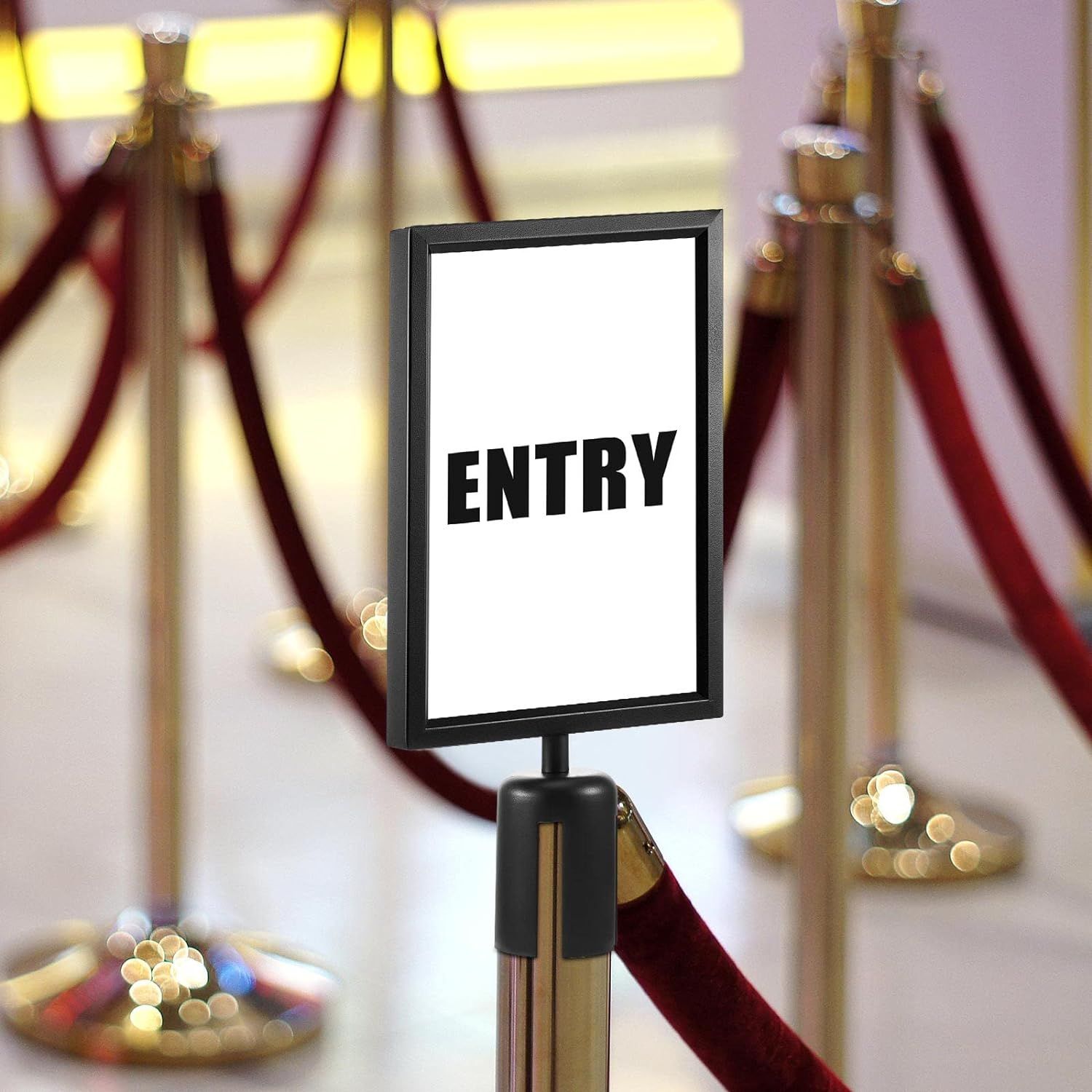 Portrait Display Double Sided Sign Frame Crowd Control & Queue Barrier- Double-Portrait Frame Diameter Retractable Belt