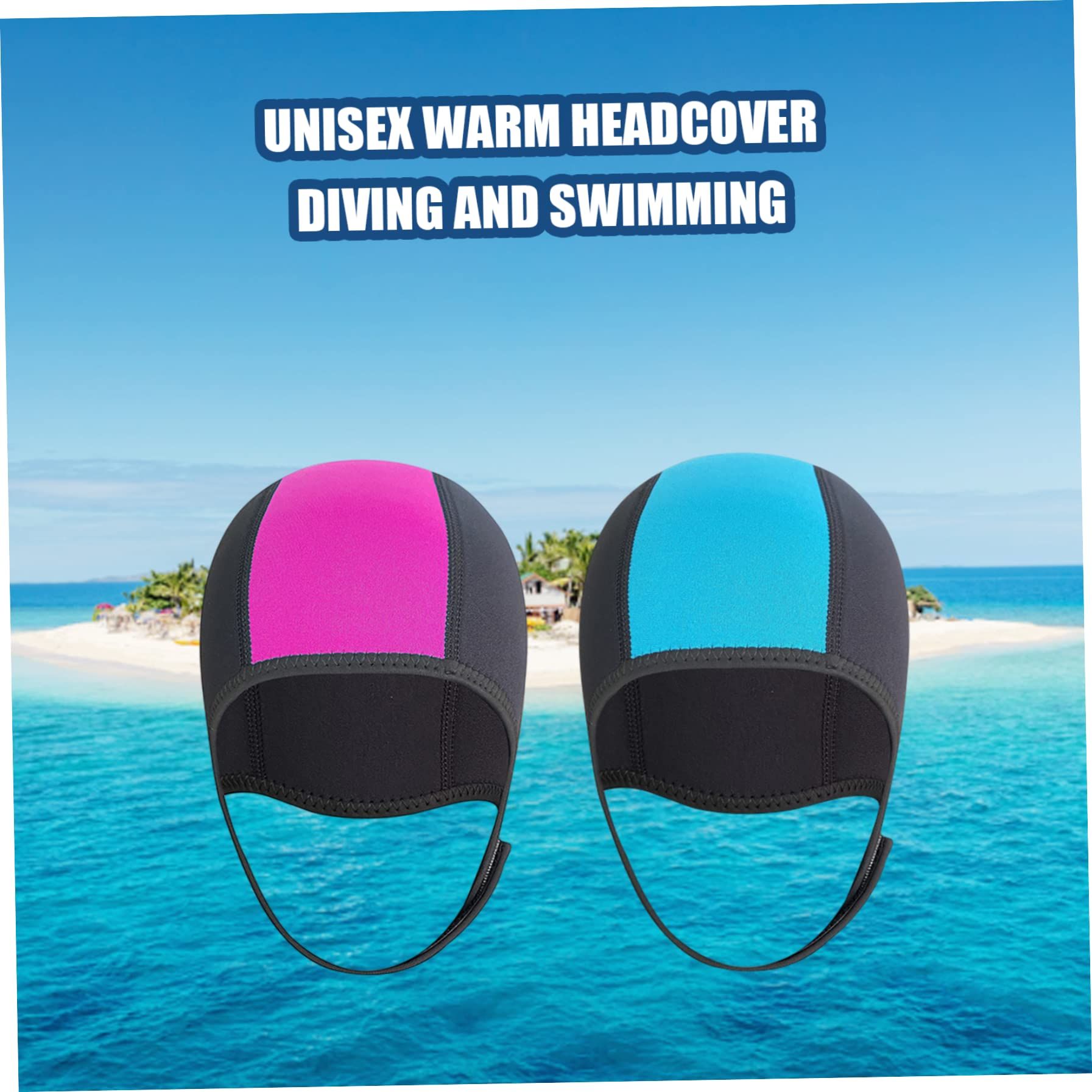 Diving Hood Thermal Wetsuit Hood Cap 2.5 mm Neoprene Swim Caps with Chin Straps for Snorkeling Water Sports 2PcsSwimming Hoods
