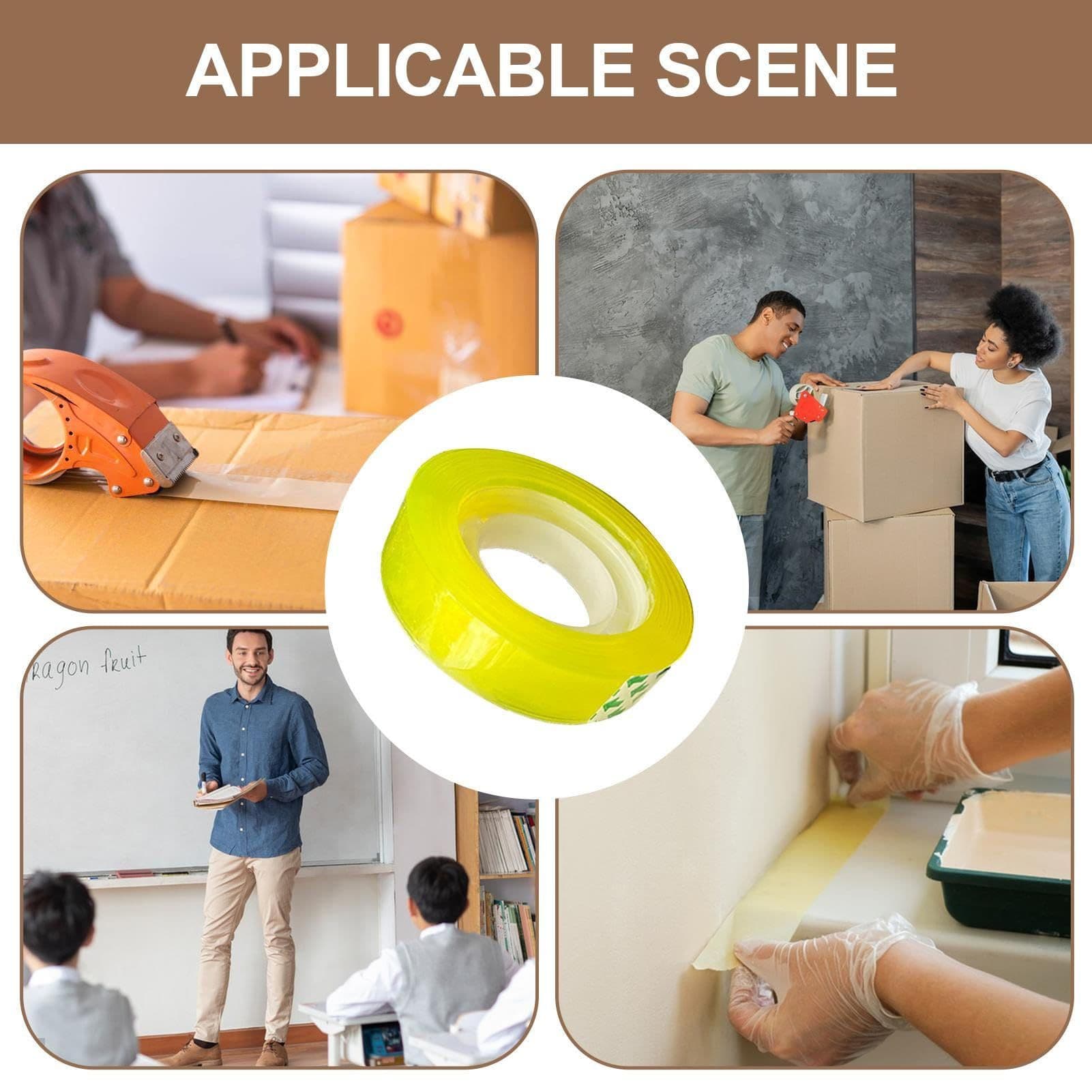 Compact Transparent Clear Tape, 6 Roll High Viscosity Clear Gift Wrap Tape, Clear Glossy Tape Release Smoothly, Extra Strong Adhesive