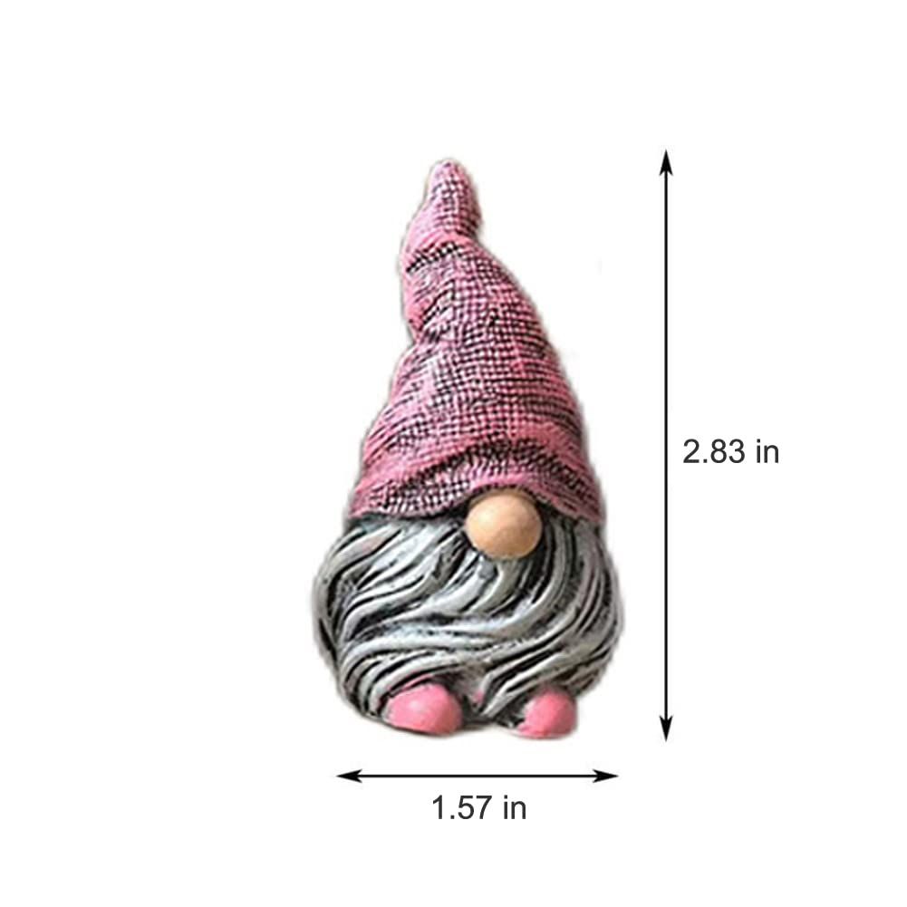 Ornament Resin Statues Mini Dwarf Figurine for Desk Outdoor Garden Patio Porch Lawn Home Decor Sculpture (Pink)