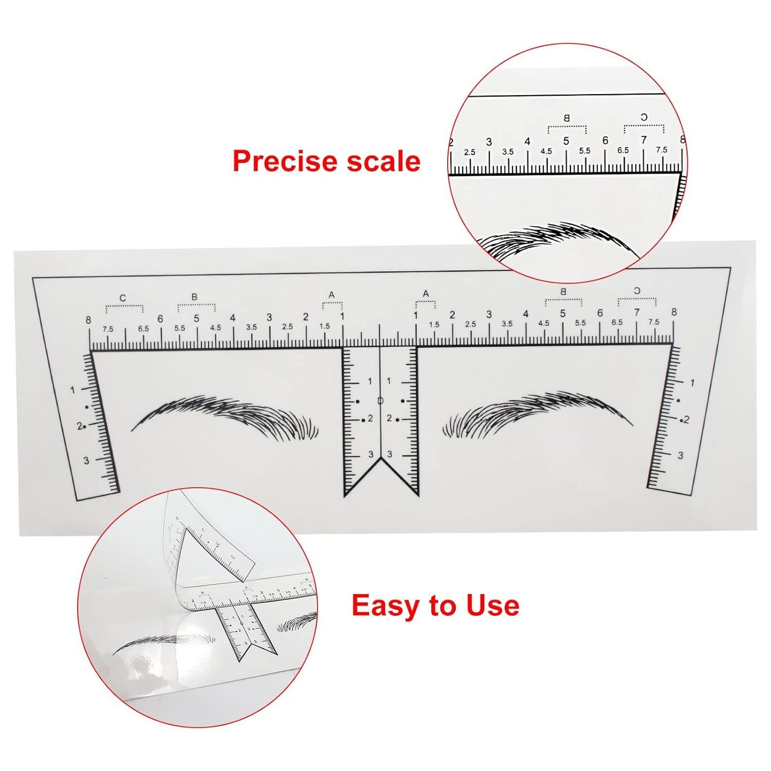 50pcs/pack Eyebrow Ruler with Brow Shape Disposable Microblading Ruler Sticker Adhesive Brows Positioning Measure Tool