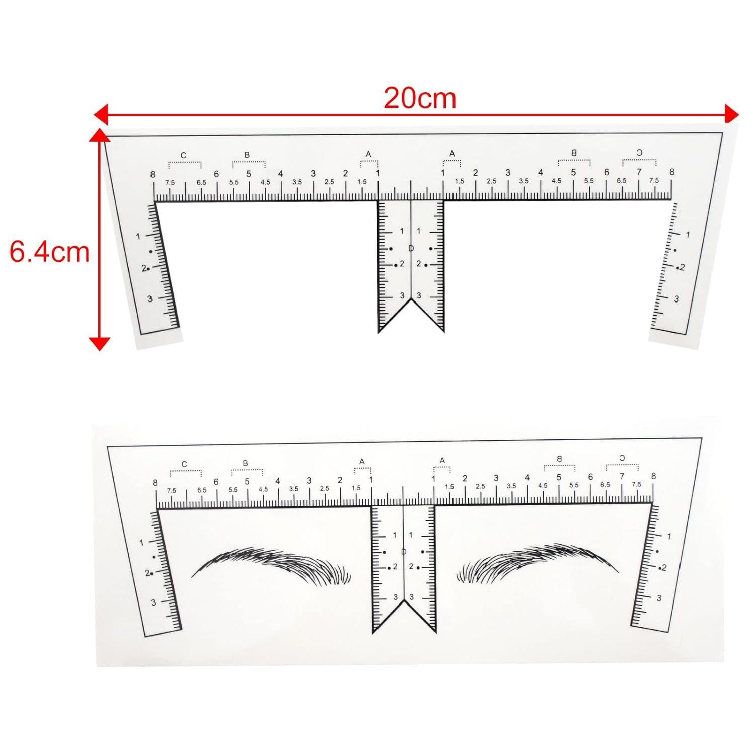 50pcs/pack Eyebrow Ruler with Brow Shape Disposable Microblading Ruler Sticker Adhesive Brows Positioning Measure Tool