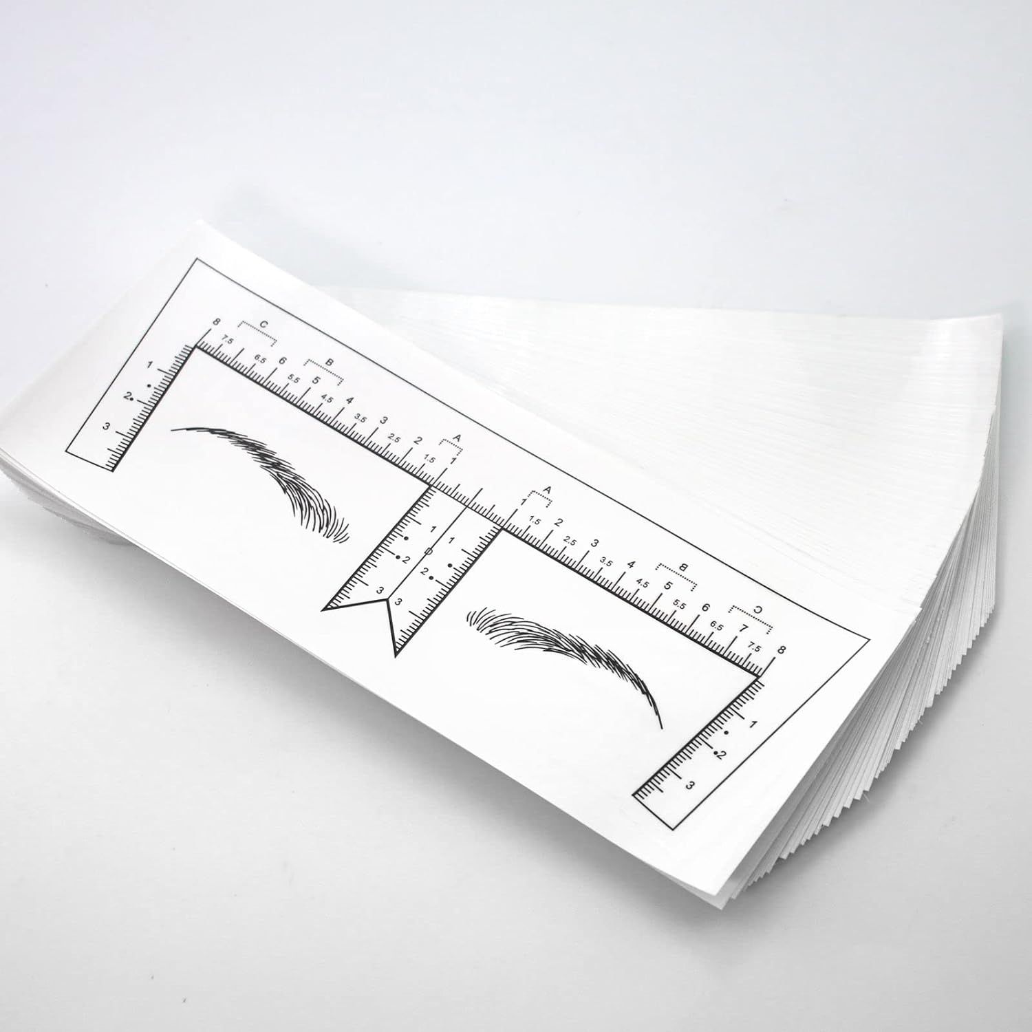 50pcs/pack Eyebrow Ruler with Brow Shape Disposable Microblading Ruler Sticker Adhesive Brows Positioning Measure Tool