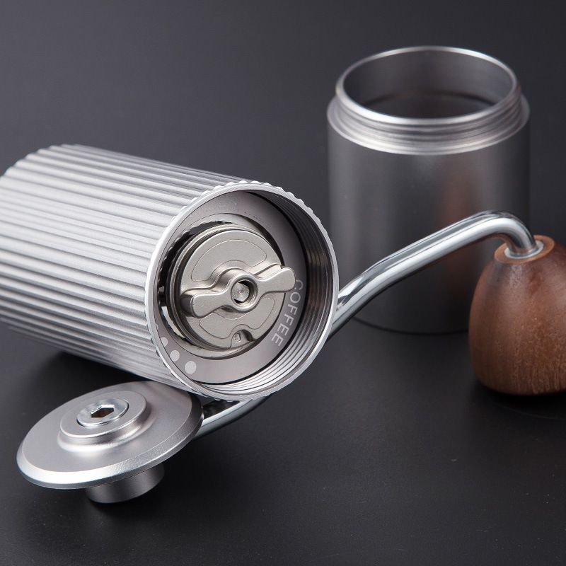 Manual Coffee Grinder, Stainless Steel Conical Burr Coffee Grinder, Hand Coffee Grinder with Foldable Handle and Adjustable Setting