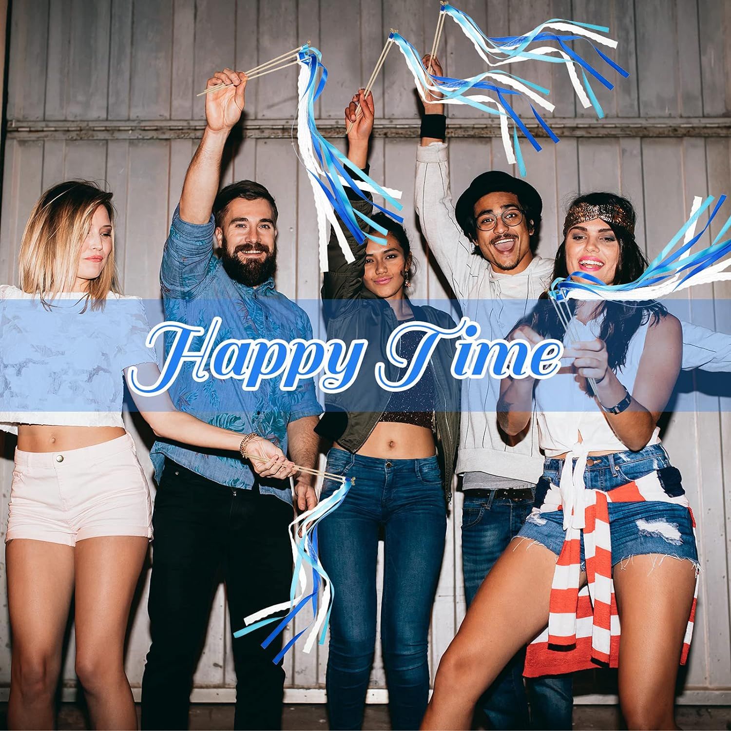 60 Pieces Lace Ribbon Stick Wands with Bells Party Streamers with Bells Silk Fairy Stick Wand Streamers (Blue)