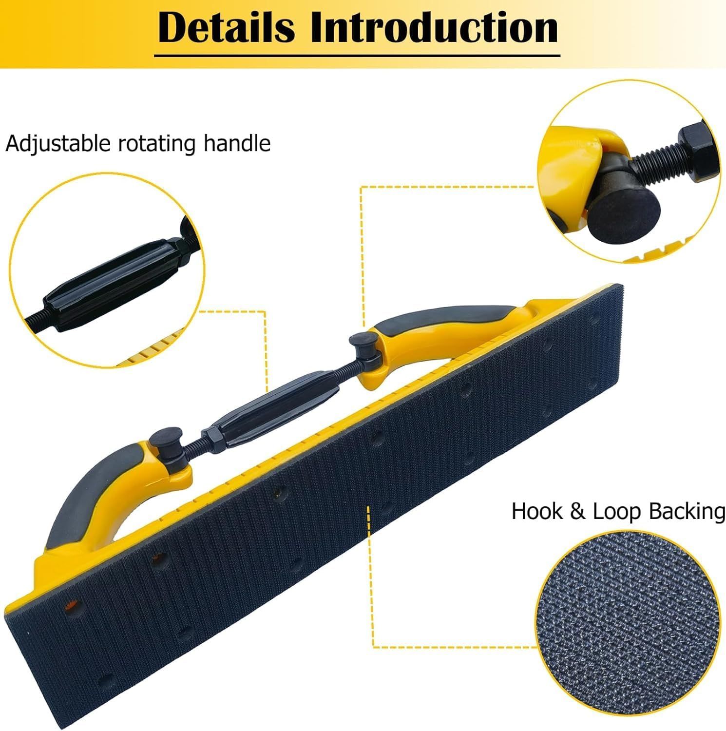 Adjustable Radius Flex Longboard Hand Sanding File Block with Hook & Loop Backing - Use Continuous Rolls or Sandpaper Sheets