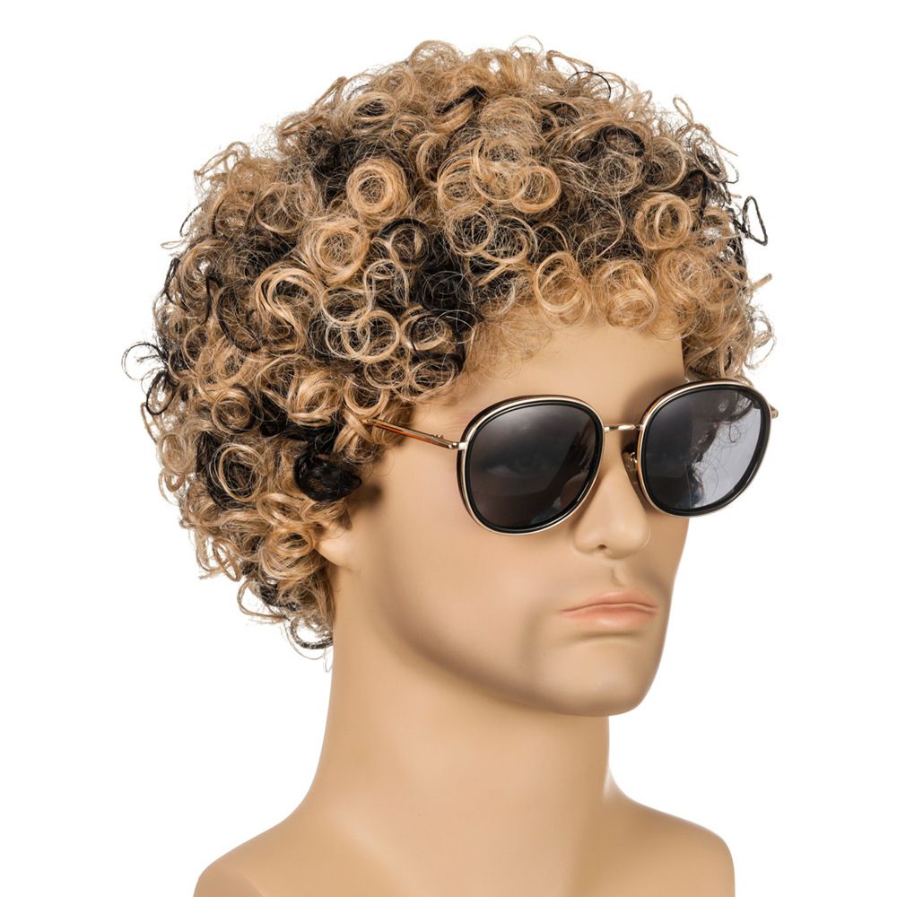 Men Short Curly Wig Hair Wig Cap Party Hair Wig Cap Wig Hair Wigs Wig Costume Accessory Wig for Men Wig Cap Hairstyles Brown
