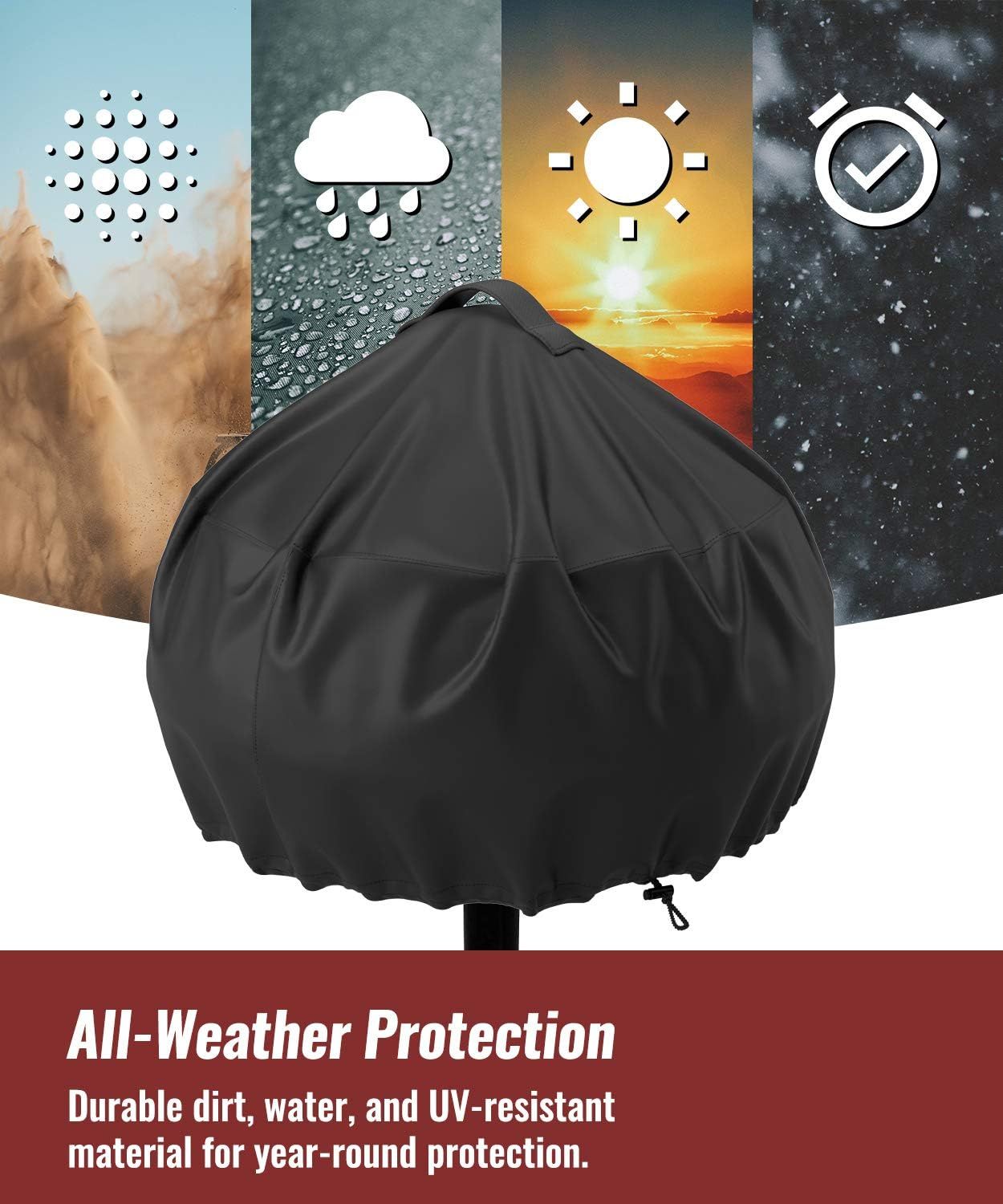 Grill Cover for Electric Grill, Easy Take Off Handle Design, All Weather Resistant Small Round Grill Cover