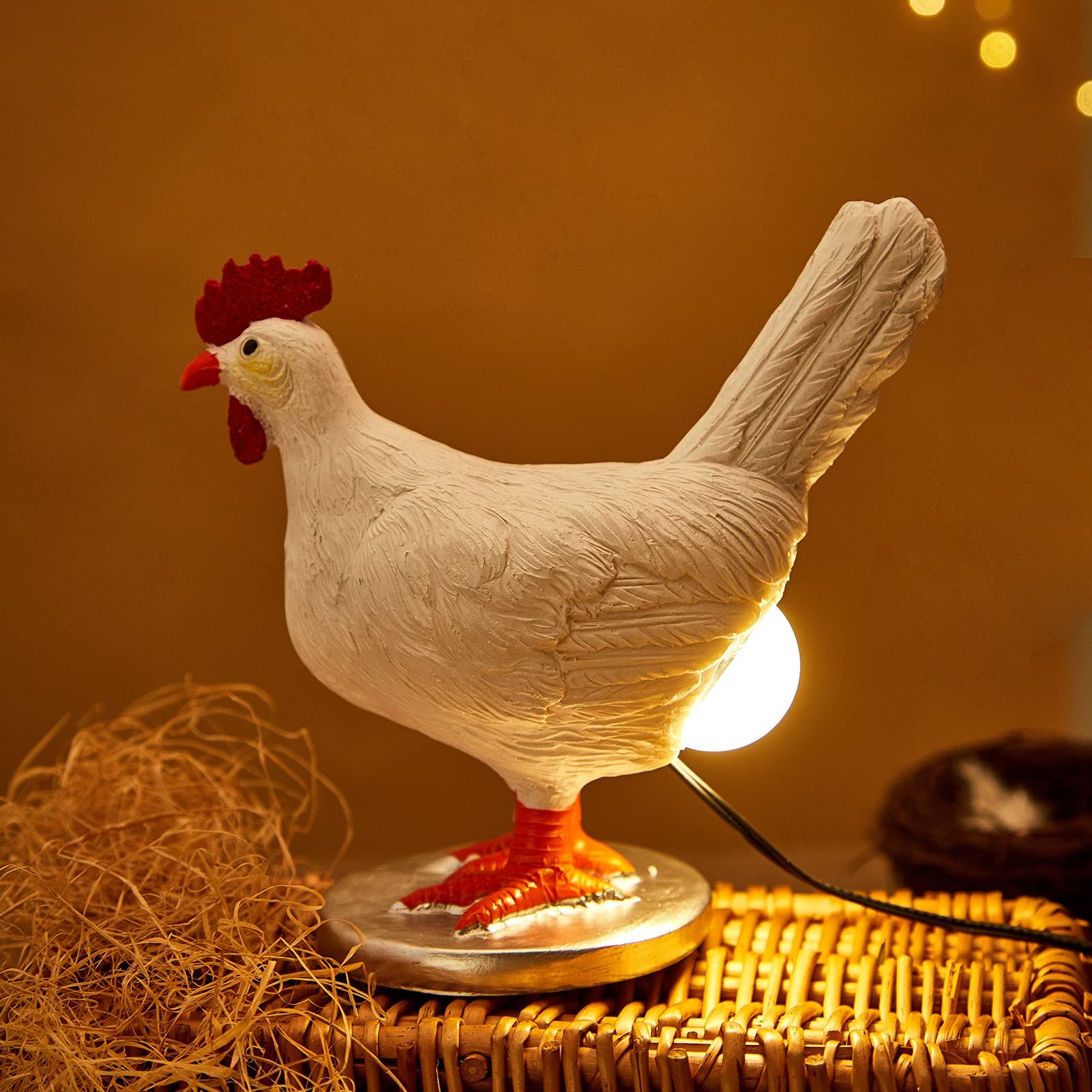 Chicken Egg Lamp Funny Lifelike Resin Chicken Night Lights The Chicken Lays A Glowing Egg Gift Home Decoration