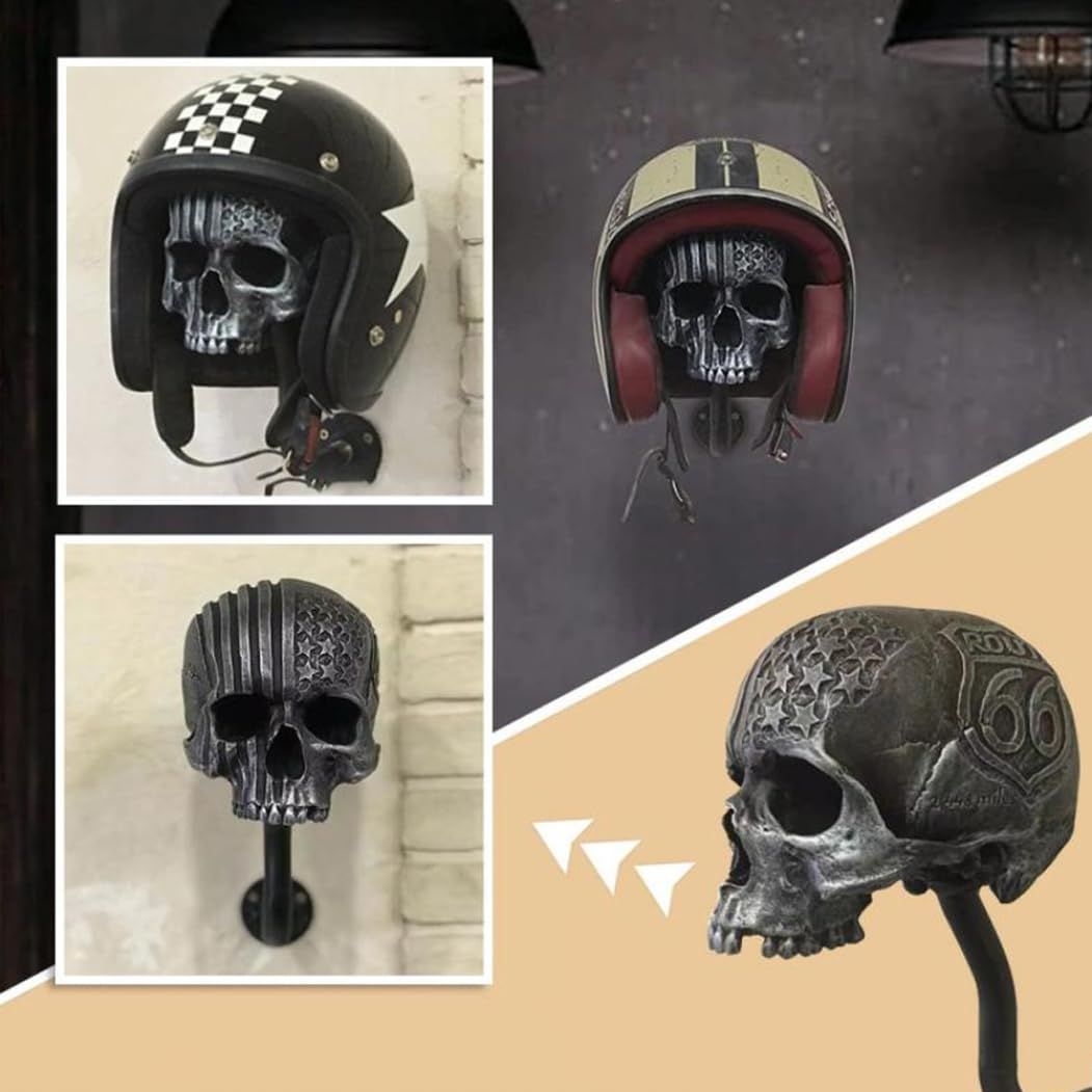 Skull Helmet Stand Helmet Holder Wall Mount Motorcycle Helmet Rack Helmet Stand Ghost Head Wall Decor Motorbike Helmet Holder