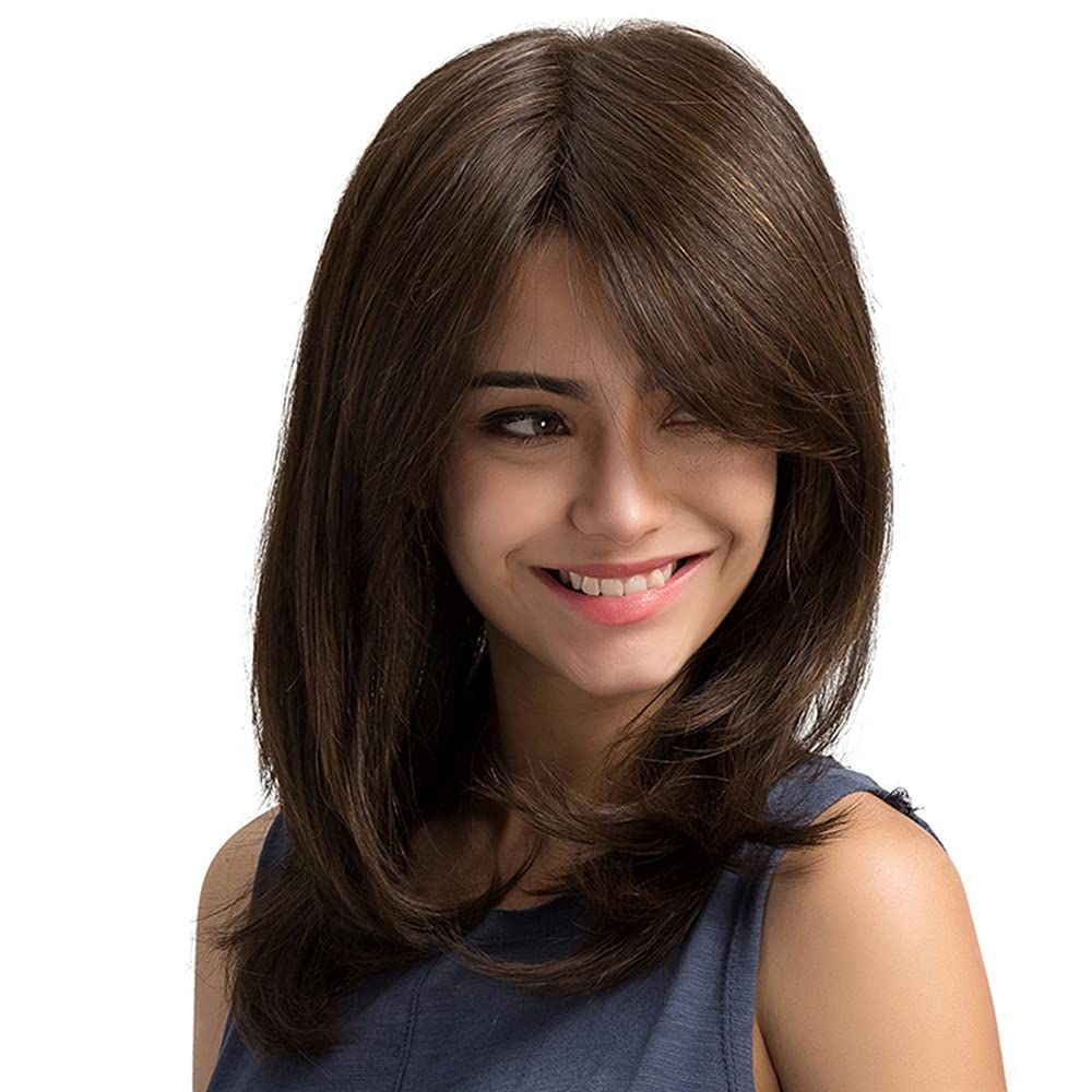 Brown Wigs Long Wavy Synthetic Wig Natural Curly Wigs for Women 20 Inch tangle-free, sheeding-free, natural, silky and soft