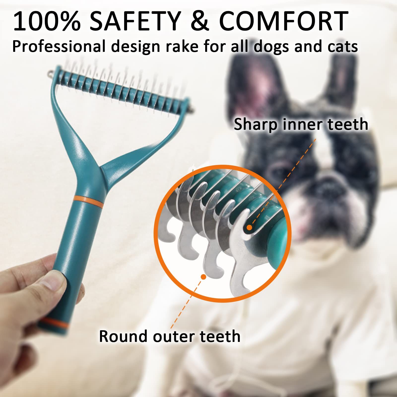 Pet Dog Cat Brush for Shedding and Dematting - Brush Double Sided Undercoat Rake Comb for Long Short Hair Dogs and Cats -Green