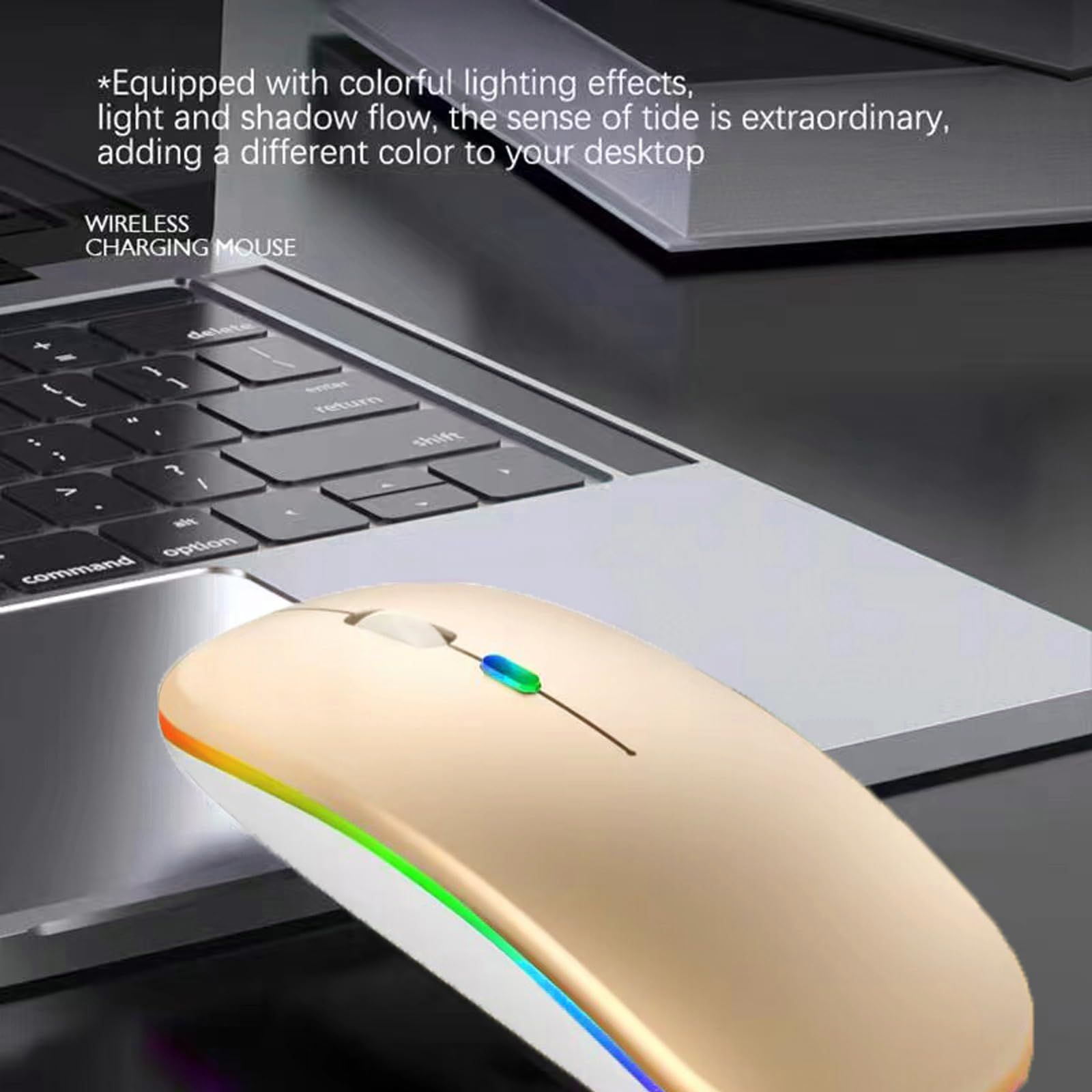 Wireless Bluetooth Mouse,LED Dual Mode Rechargeable Silent Slim Laptop Mouse,Portable(BT5.2+USB Receiver) Dual Mode Computer Mice