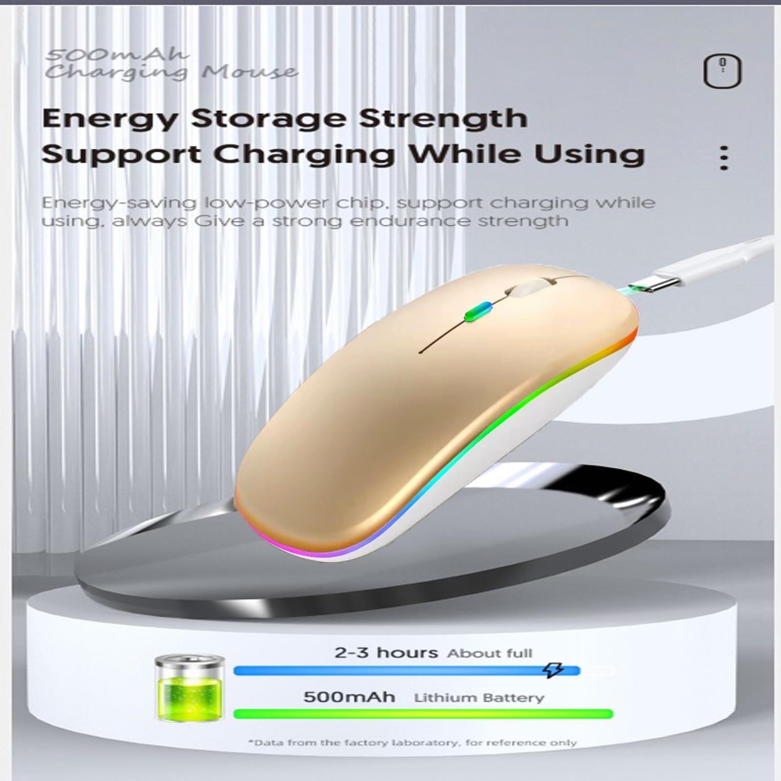 Wireless Bluetooth Mouse,LED Dual Mode Rechargeable Silent Slim Laptop Mouse,Portable(BT5.2+USB Receiver) Dual Mode Computer Mice