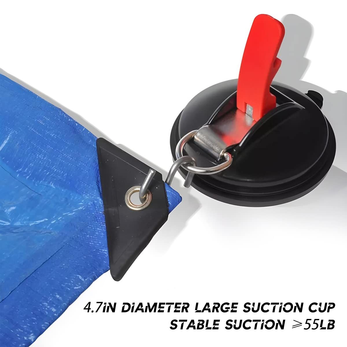 Heavy Duty Vacuum Suction Cup Anchor, 2 Pack Strong Suction Cups , Suction Anchors with Securing Hooks(Red/Black)