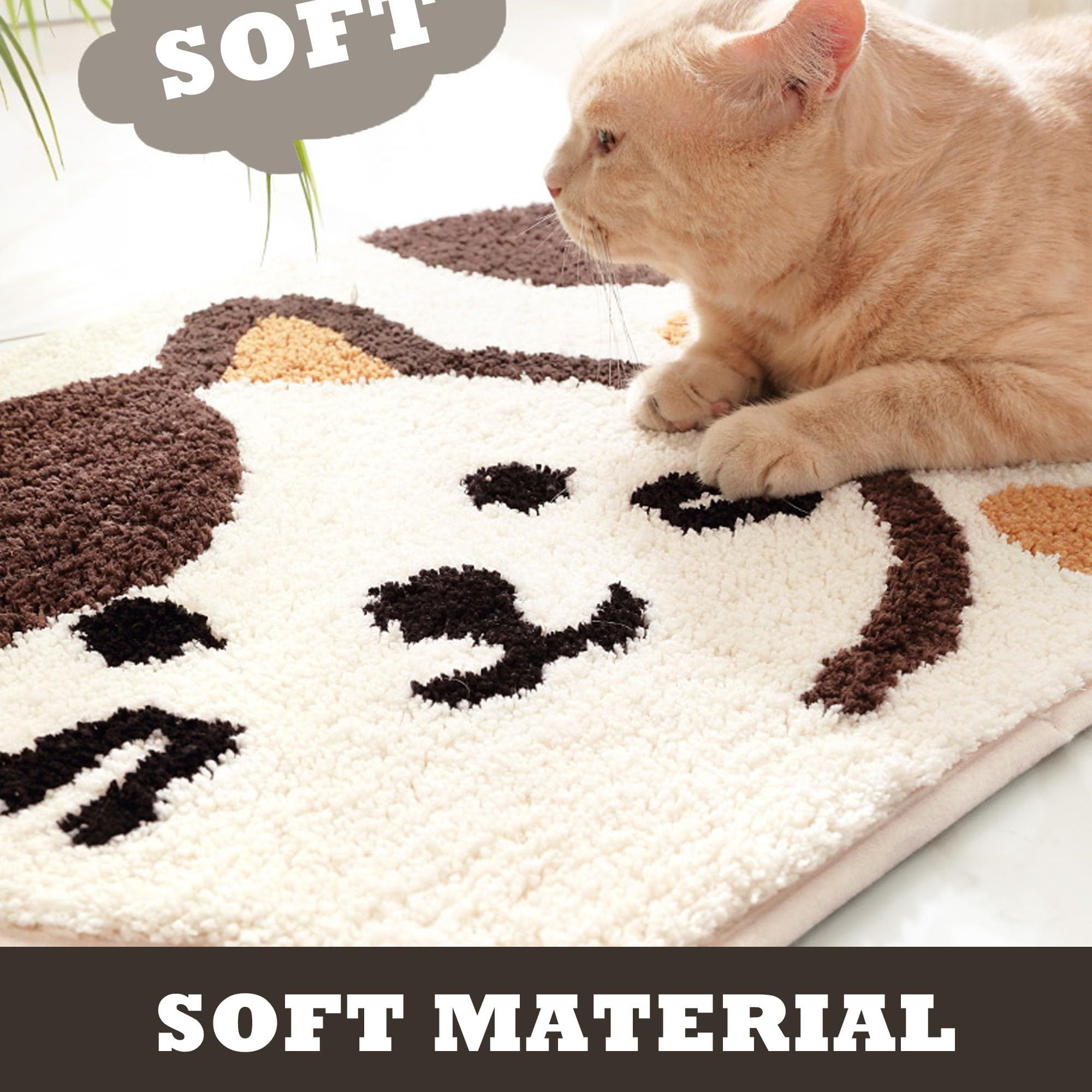 Cat Bathroom Rugs 17x25in Absorbent Bath Rugs Cute Bath Mats for Bathroom Non Slip Fluffy Soft Plush Microfiber Machine Washable