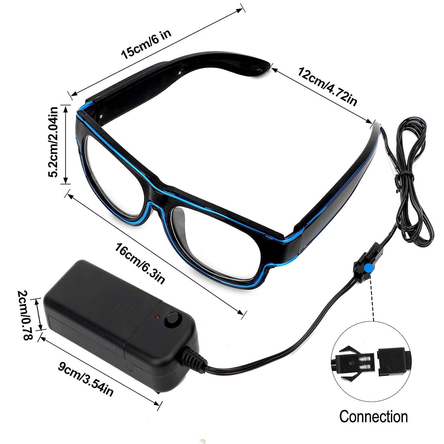LED Light Up Glasses 2 Pack Glow in the Dark Blue and Green