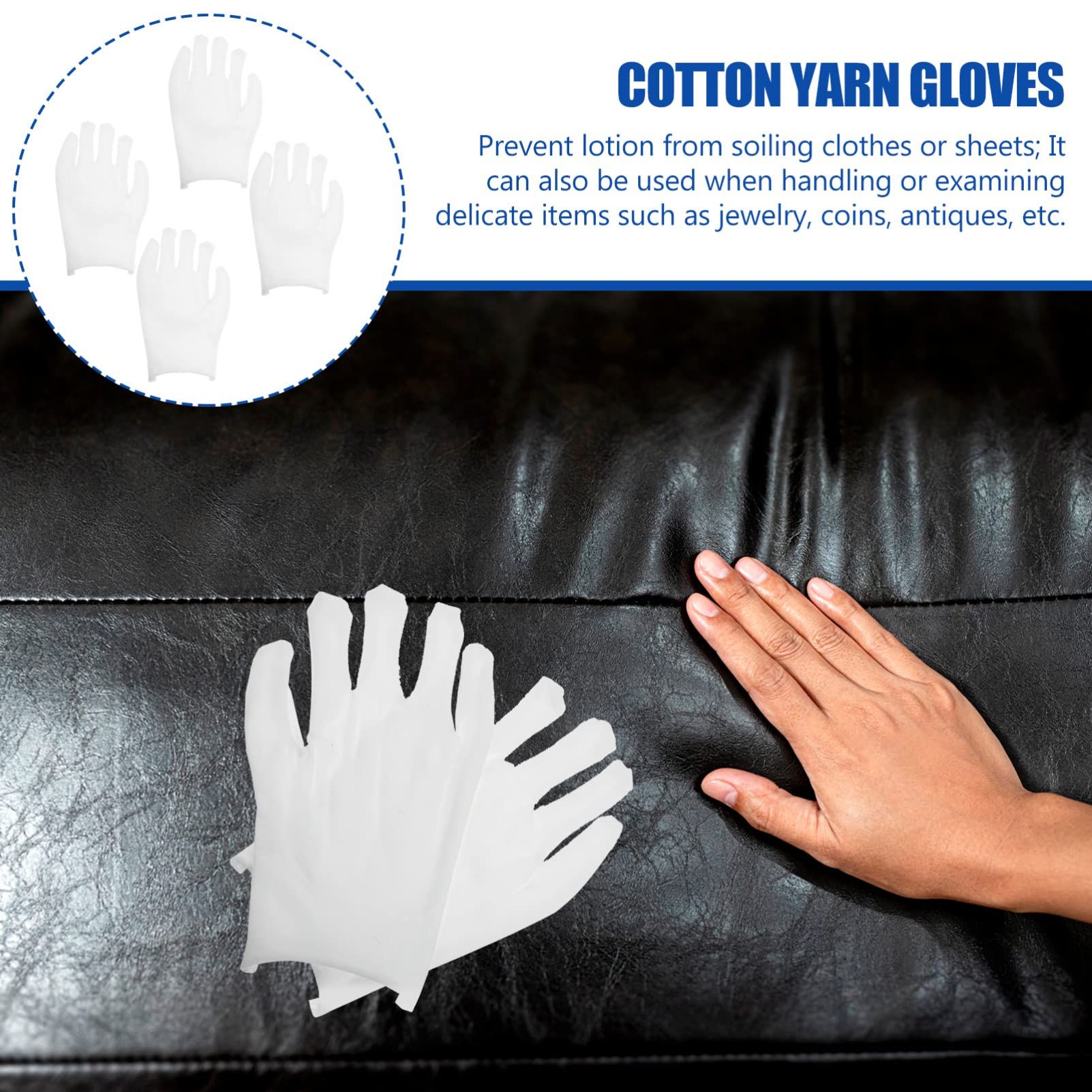 12 Pairs White Cotton Gloves for Women Men Eczema Dry Hands Moisturizing Serving Archival Cleaning Jewelry Silver Inspection