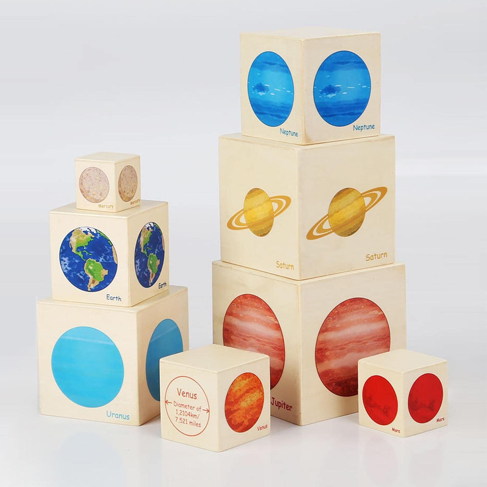 Eight planets Stacking Toys, Stacking Blocks, Kids Figure Match Set, Toy Stacking Block Sets, Educational & Fun Matching Game