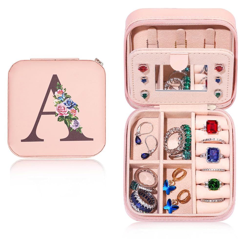 Travel Jewelry Case Small Jewelry Box Organizer Jewelry Organizer with Mirror Travel Jewelry Organizer Pink Travel Jewelry