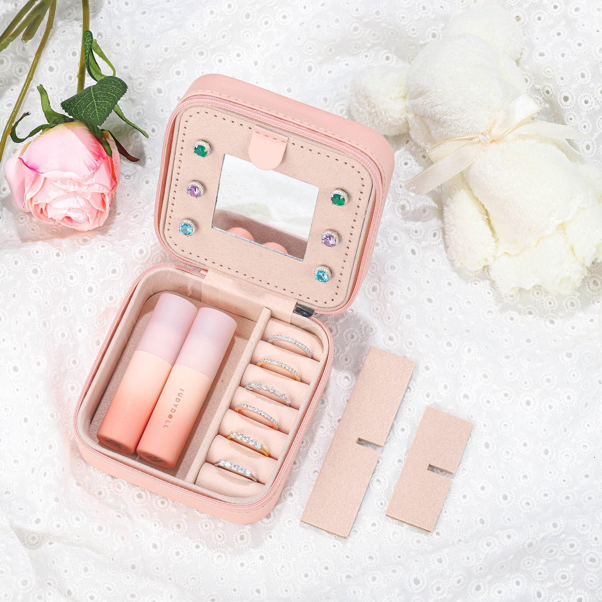 Travel Jewelry Case Small Jewelry Box Organizer Jewelry Organizer with Mirror Travel Jewelry Organizer Pink Travel Jewelry