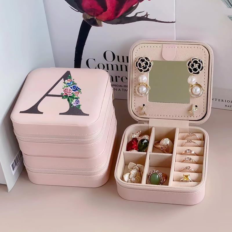Travel Jewelry Case Small Jewelry Box Organizer Jewelry Organizer with Mirror Travel Jewelry Organizer Pink Travel Jewelry