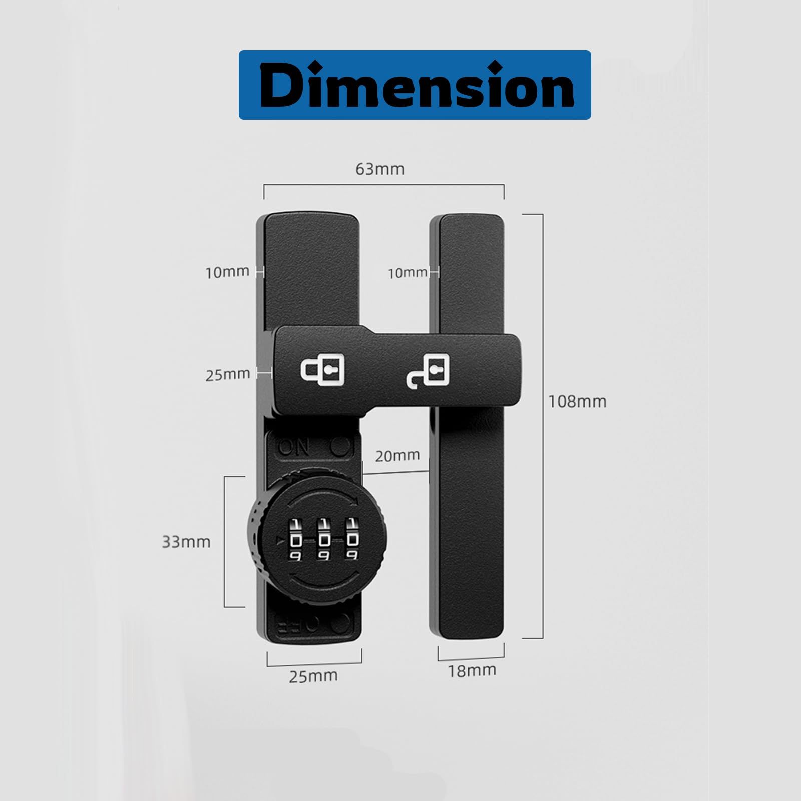 180 Degree Barn Door Lock Latch Fluorescent Secure Your Home Easily Install Keyless Entry Zinc Alloy Matte Black Ideal for Cabinet