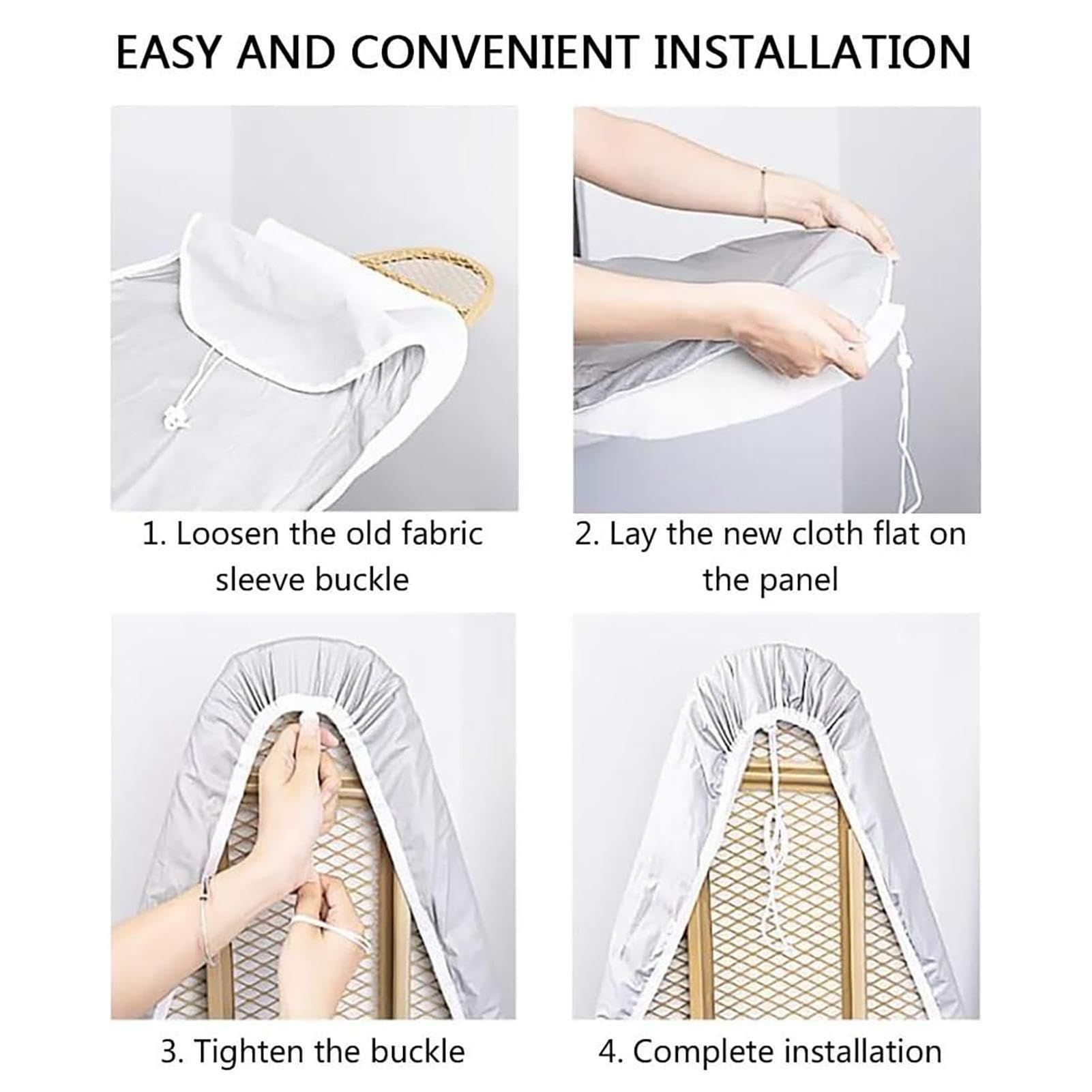 Ironing Board Sleeve Covers, Protective Ironing Scorch Mesh Cloth, Stain Resistant Cotton Ironing Covers with Thick Padding