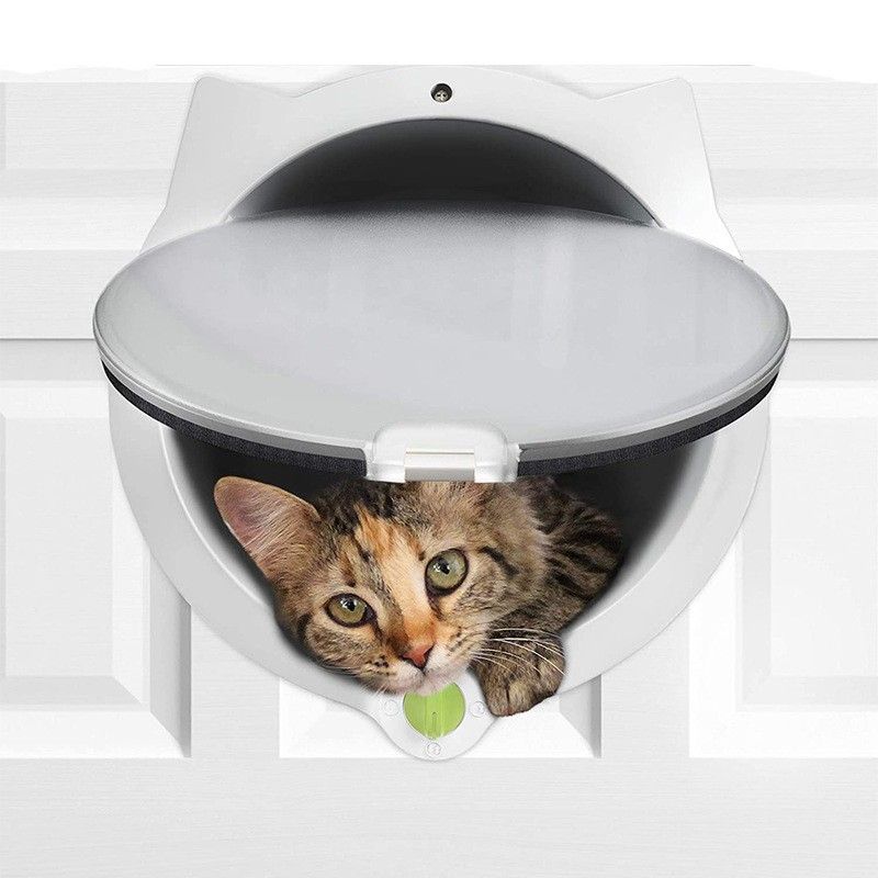 Cat Door Flap, 4 Way Locking Cat Flap for Interior Exterior Doors, Weatherproof Pet Door for Cats Doggie Kitty and Medium Cat