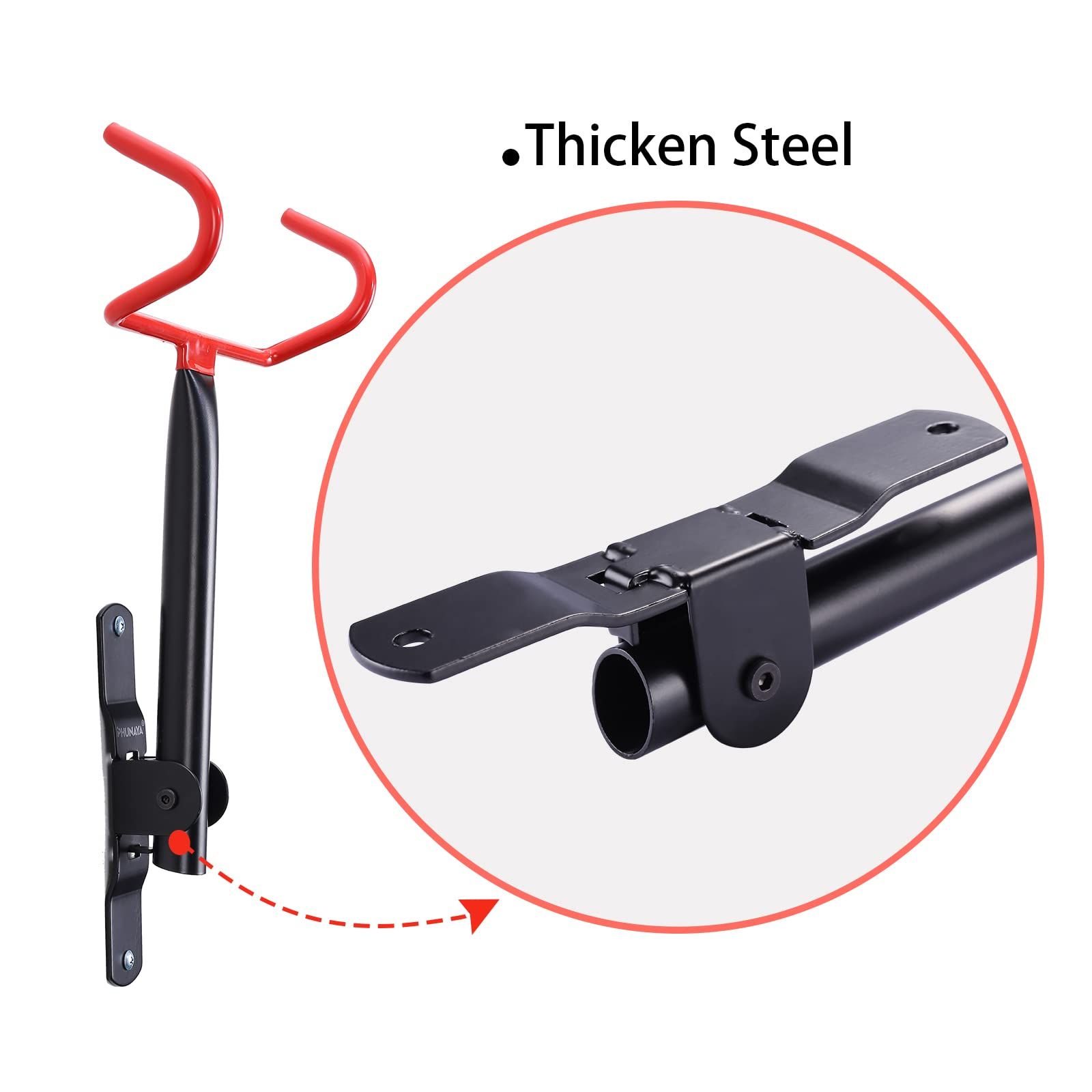 Bike Hanger Wall Mount Bike Hook Horizontal Foldable Bicycle Holder Garage Bike Storage Bicycle Hoist Heavy Duty Screws