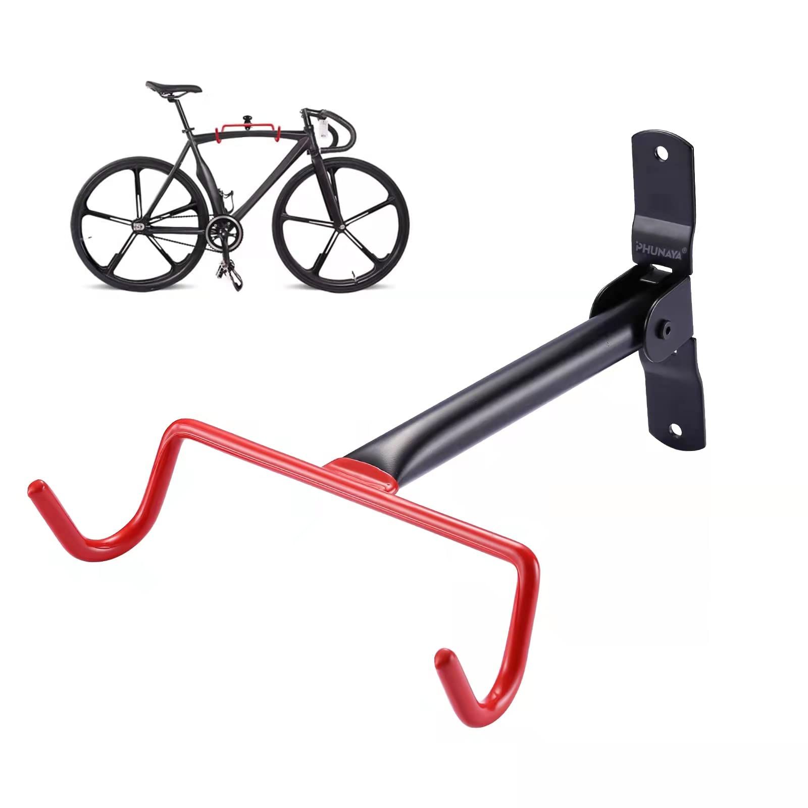 Bike Hanger Wall Mount Bike Hook Horizontal Foldable Bicycle Holder Garage Bike Storage Bicycle Hoist Heavy Duty Screws