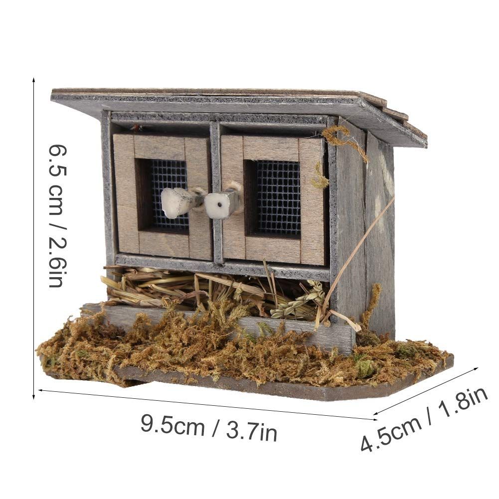 Dollhouse Miniature Chicken Coop Miniature Retro Wooden Hen House for Kids Micro Landscape Fairy Garden Decor