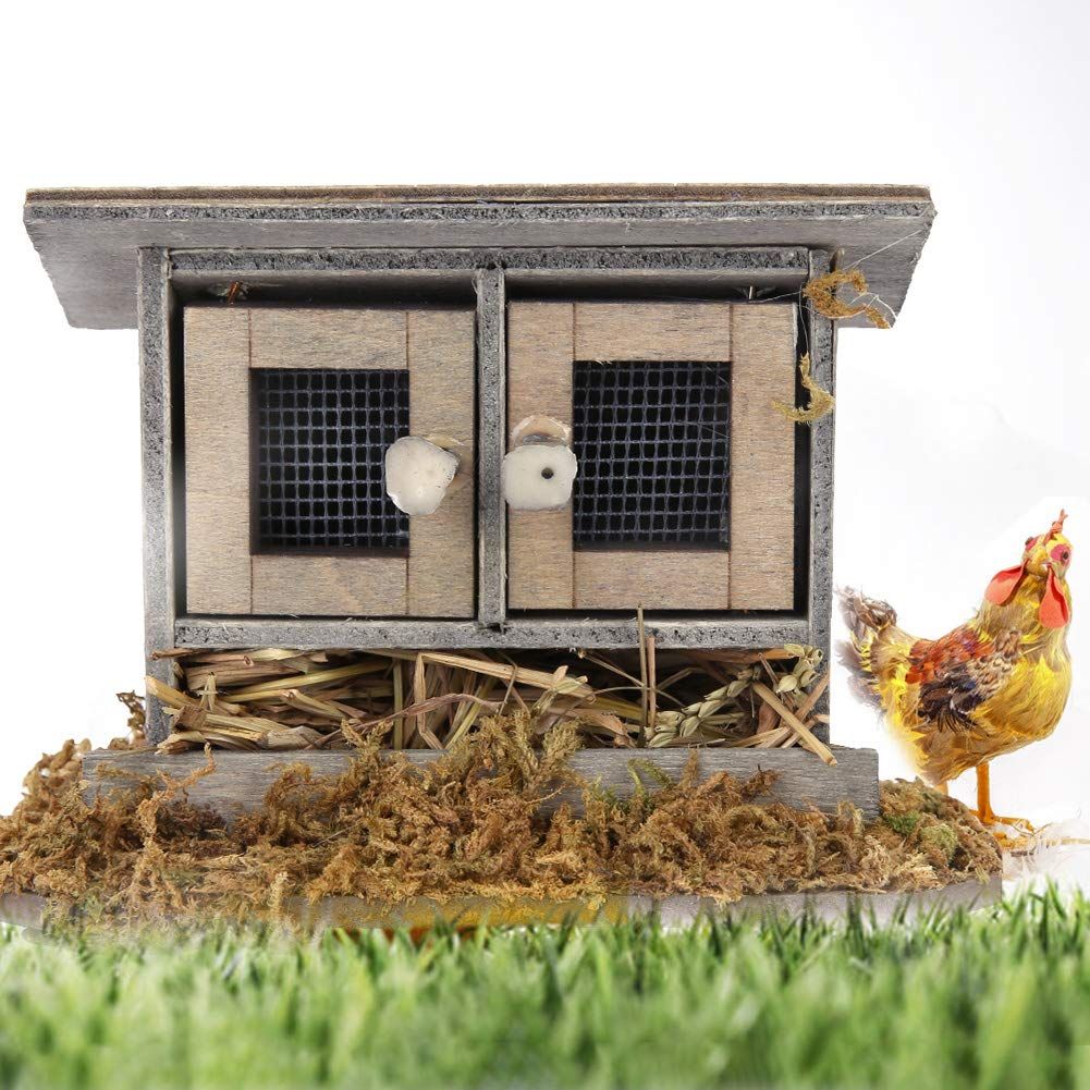 Dollhouse Miniature Chicken Coop Miniature Retro Wooden Hen House for Kids Micro Landscape Fairy Garden Decor