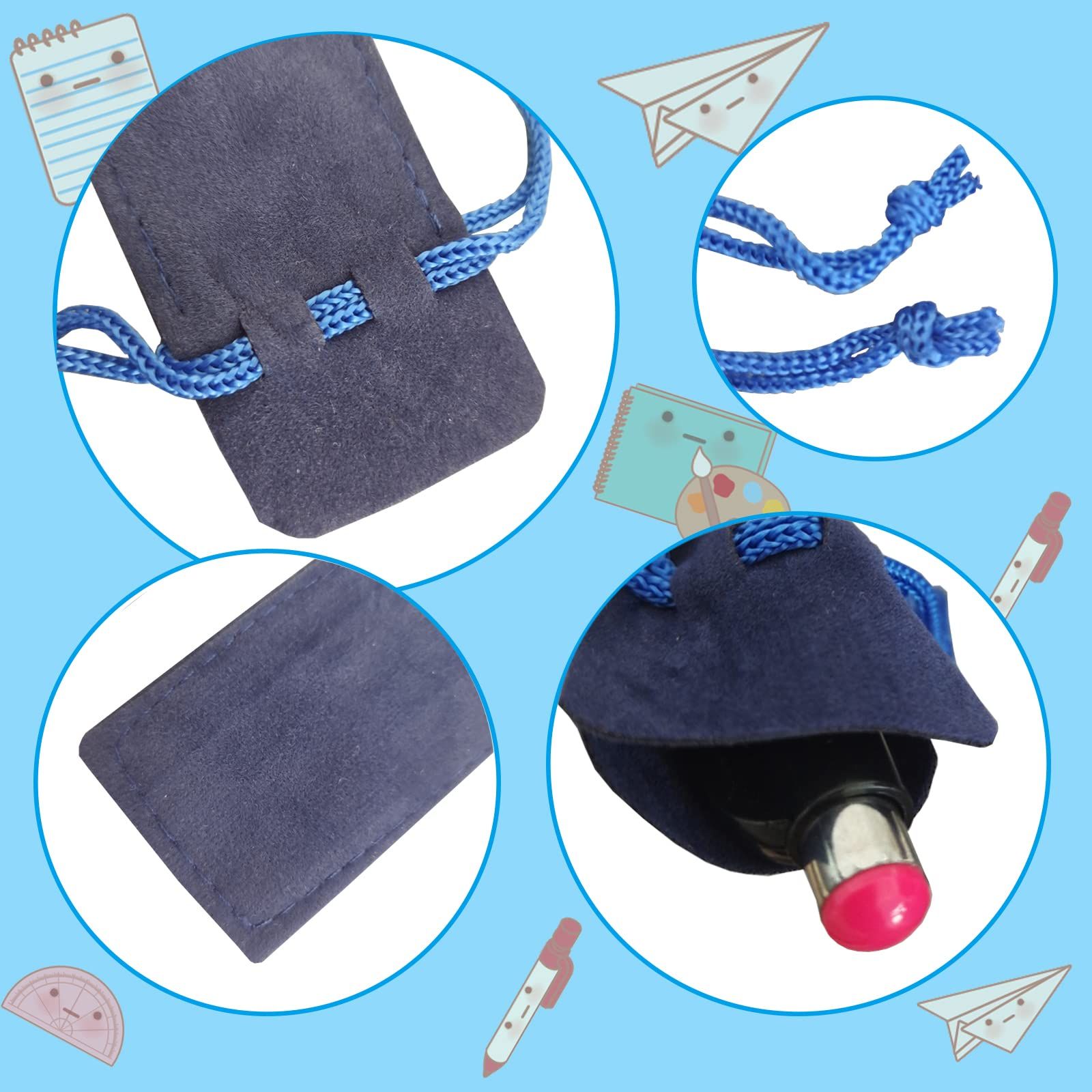 20pcs Velvet Drawstring Pen Pouch,Velvet Pen Pouch Case Pencil Bag Pen Bag/Holder Stationery bag with large capacity(Multicolor)