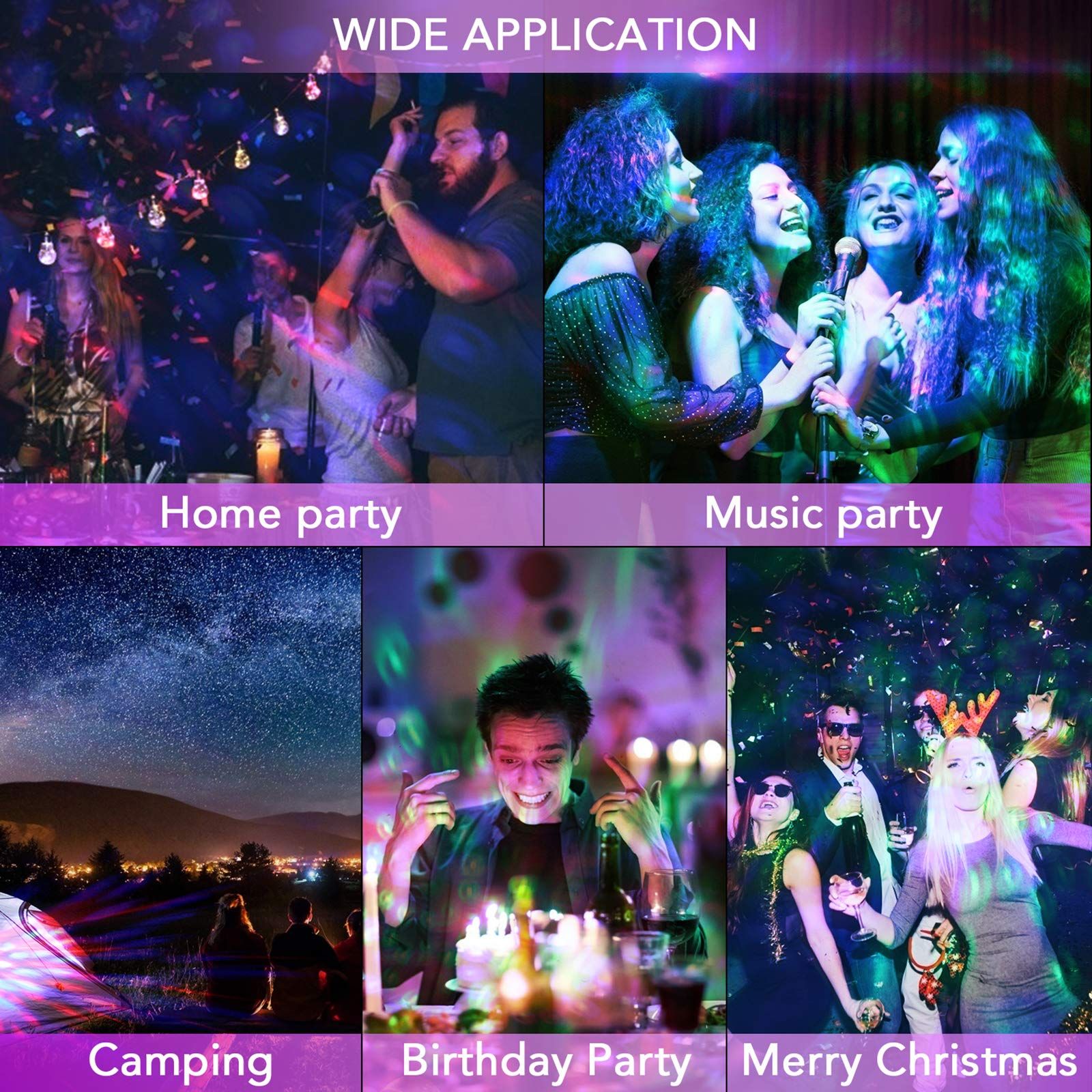 USB Mini Disco Ball Party Lights, Sound Activated DJ Stage Strobe Lights, Portable Led Car Atmosphere Lights for Xmas (2 Packs)