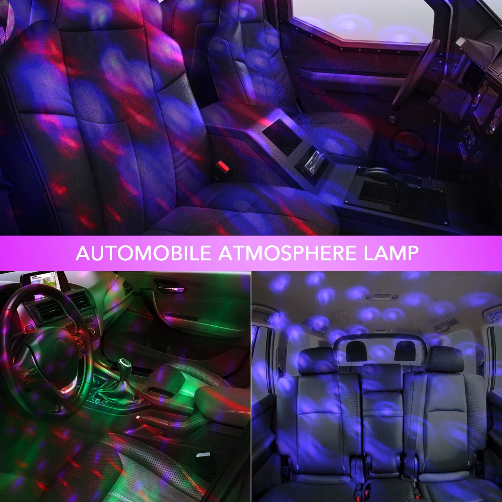 USB Mini Disco Ball Party Lights, Sound Activated DJ Stage Strobe Lights, Portable Led Car Atmosphere Lights for Xmas (2 Packs)