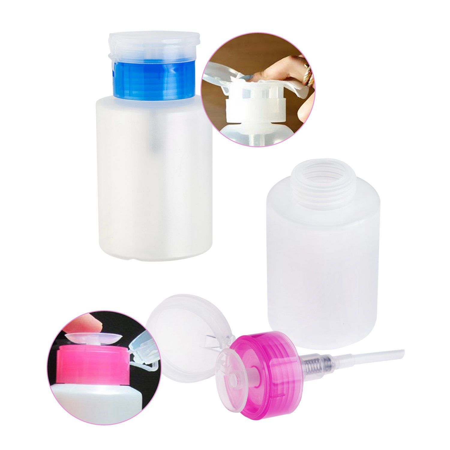 Travel Pump Bottles For Toiletries Multi Pump Bottle Set 2 Liquids Pump Bottles Dispensers For Polish Varnish Removers, Creams